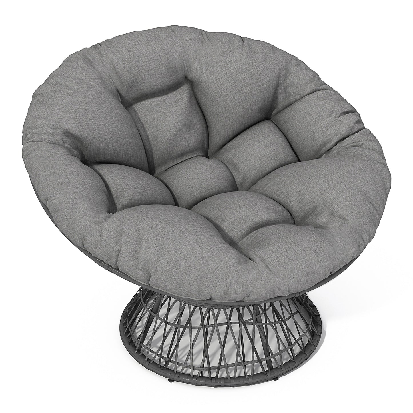 Ergonomic Wicker Chair With Cloud Thick Density Cushion, 3 Proof Cover High Capacity Iron Frame Fluid 360ÔøΩÔøΩÔøΩÔøΩÔøΩÔøΩÔøΩÔøΩÔøΩÔøΩÔøΩÔøΩÔøΩÔøΩÔøΩ Swivel - Gray