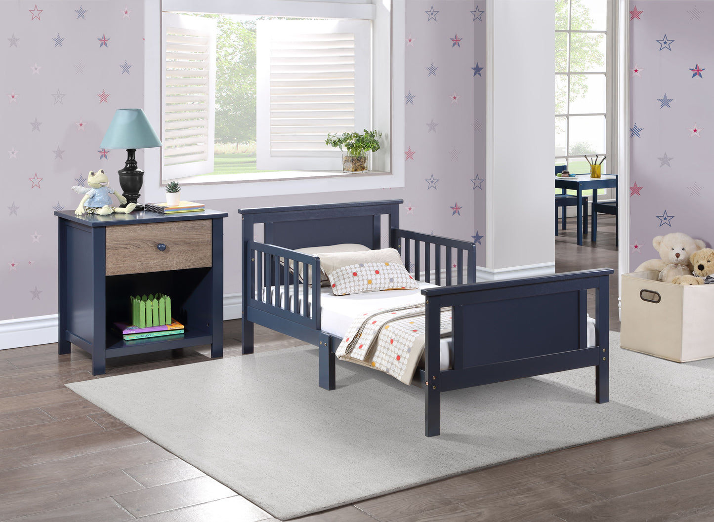 Connelly - Reversible Panel Toddler Bed - Midnight Blue / Vintage Walnut