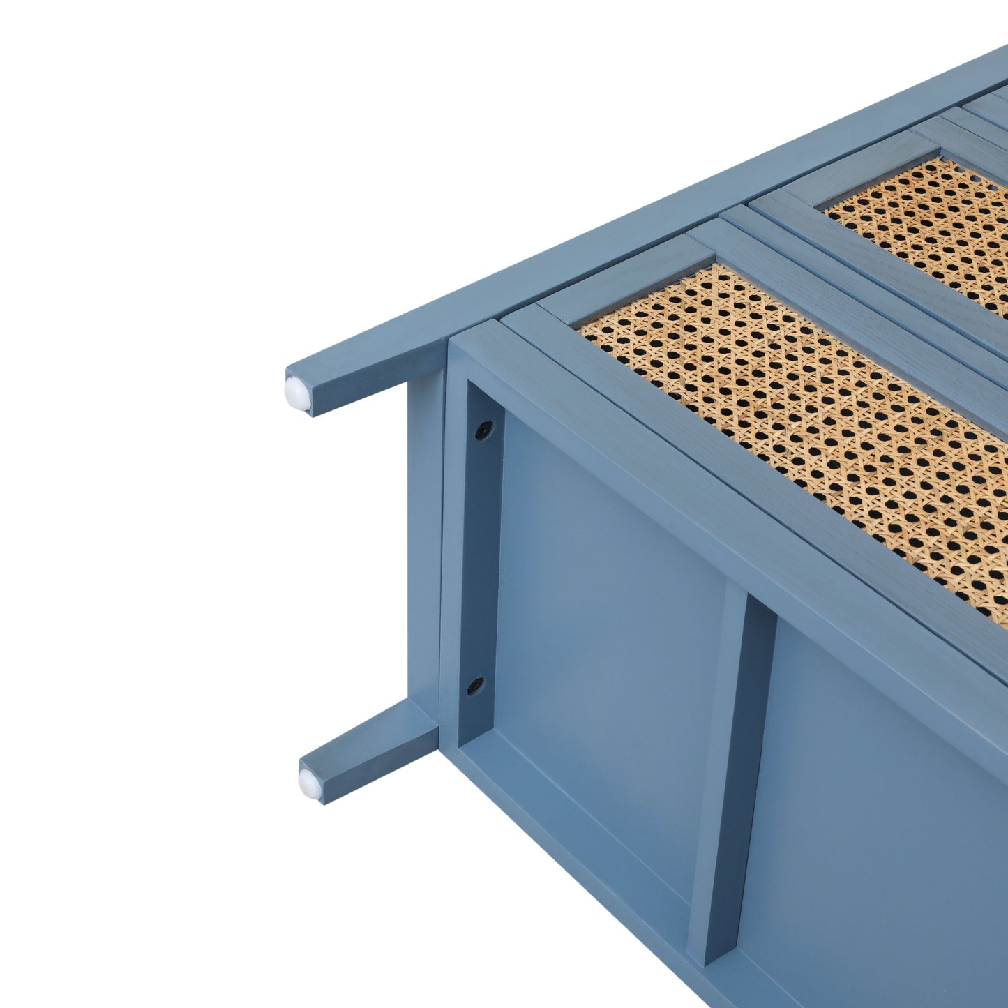 3 Drawer Cabinet Natural Rattan Suitable For Bedroom - Blue