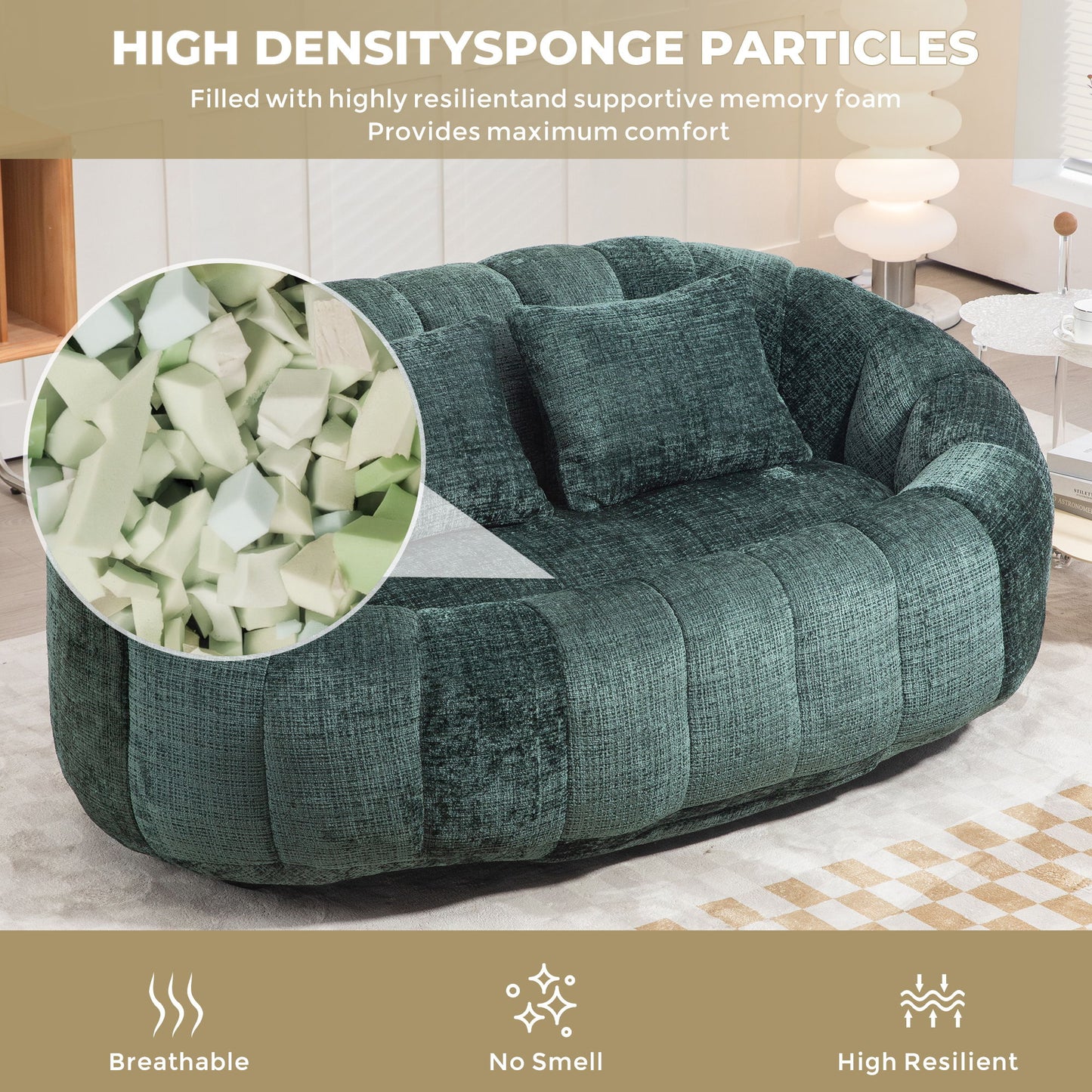 Bean Bag Sofa Lazy Sofa Durable Comfort Lounger High Back Chair For Indoor & Outdoor Use - Emerald