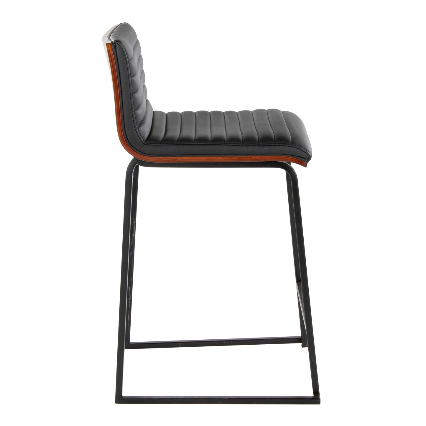 Mason Mara - Contemporary Fixed Height Counter Stool (Set of 2) - Black / Walnut / Black