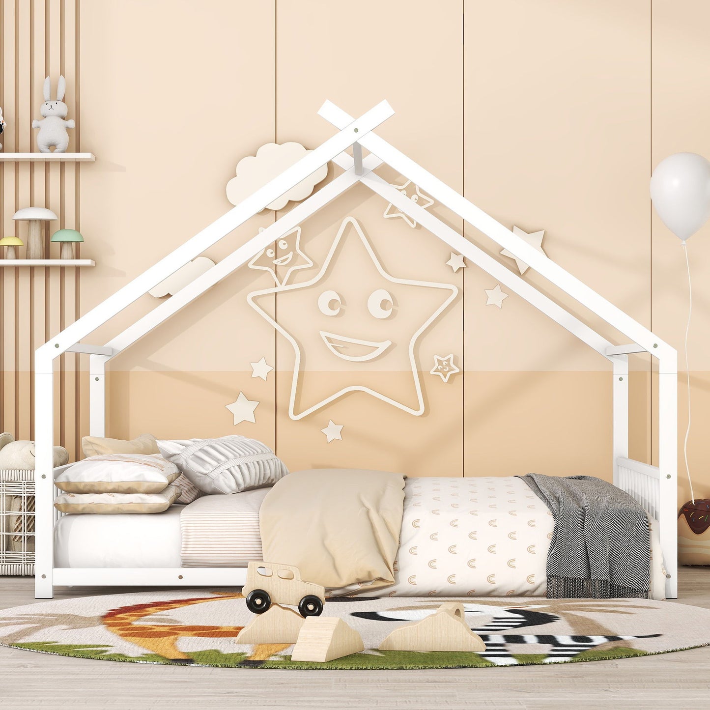 Full Size House Bed - White
