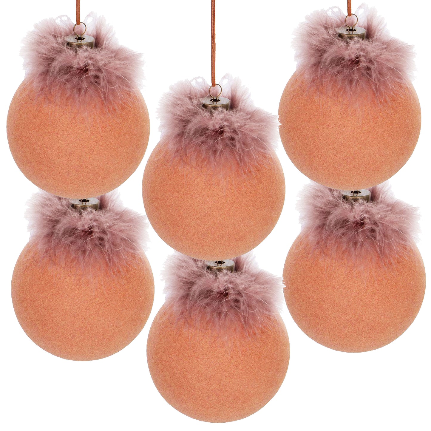 Christmas Ball Ornaments, Glass Decorative Hanging Ball Christmas Tree Ornaments For Holiday Party Decorations (Set of 6) - Brown