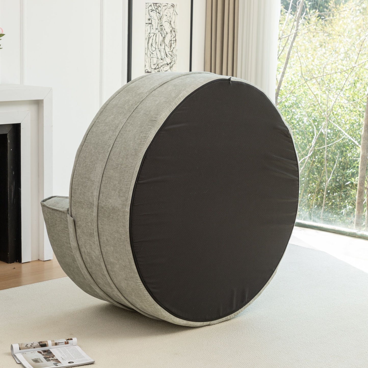 Modern Oversized Round Barrel Accent Chair With Ottoman Velvet Upholstered Lounge Armchair With 5 Pillows For Living Room Or Bedroom - Green