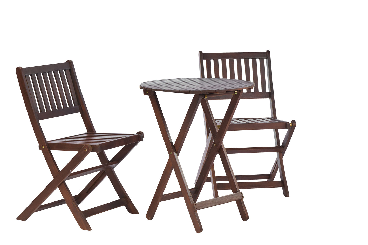 3 Piece Acacia Bistro Set, Folding Patio Furniture For Garden Backyard Balcony Porch With 1 Coffee Table And 2 Foldable Chairs - Natural Stained