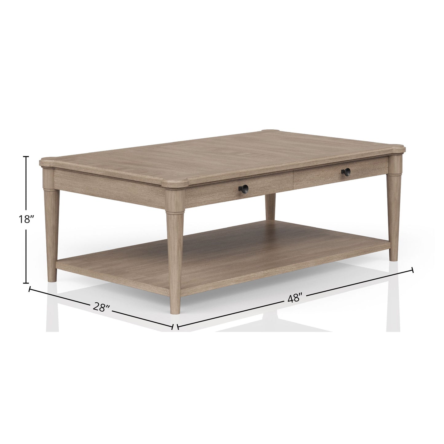 Cocktail Table With Two Storage Drawers And Casters - Sand