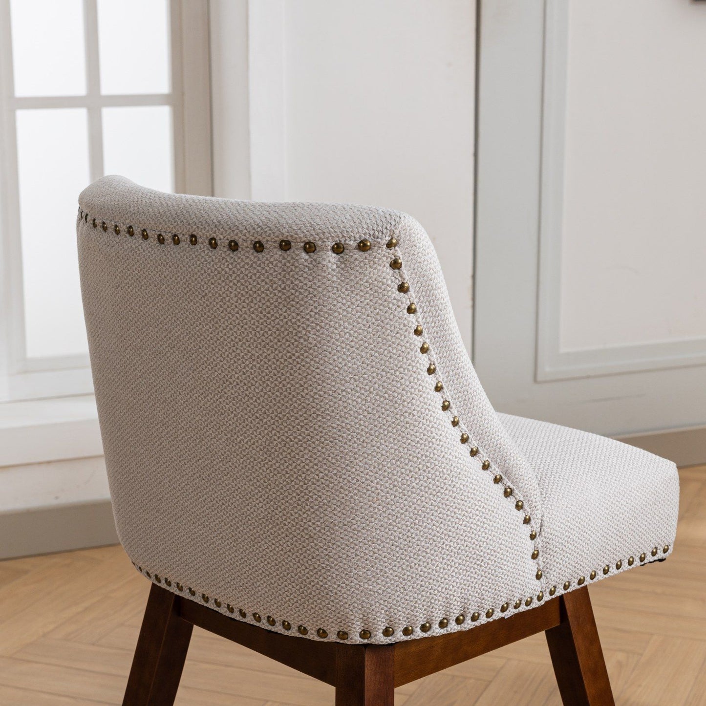 Counter Height Swivel Barstools, Upholstered Bar Stools (Set of 2) - Ivory