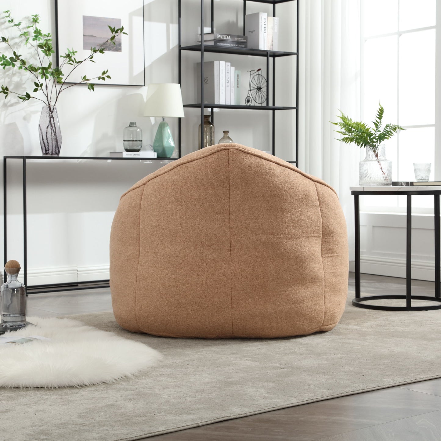 Bedding Bean Bag Sofa Chair High Pressure Foam Bean Bag Chair Adult Material With Padded Foam Padding Compressed Bean Bag With Footrest - Tan