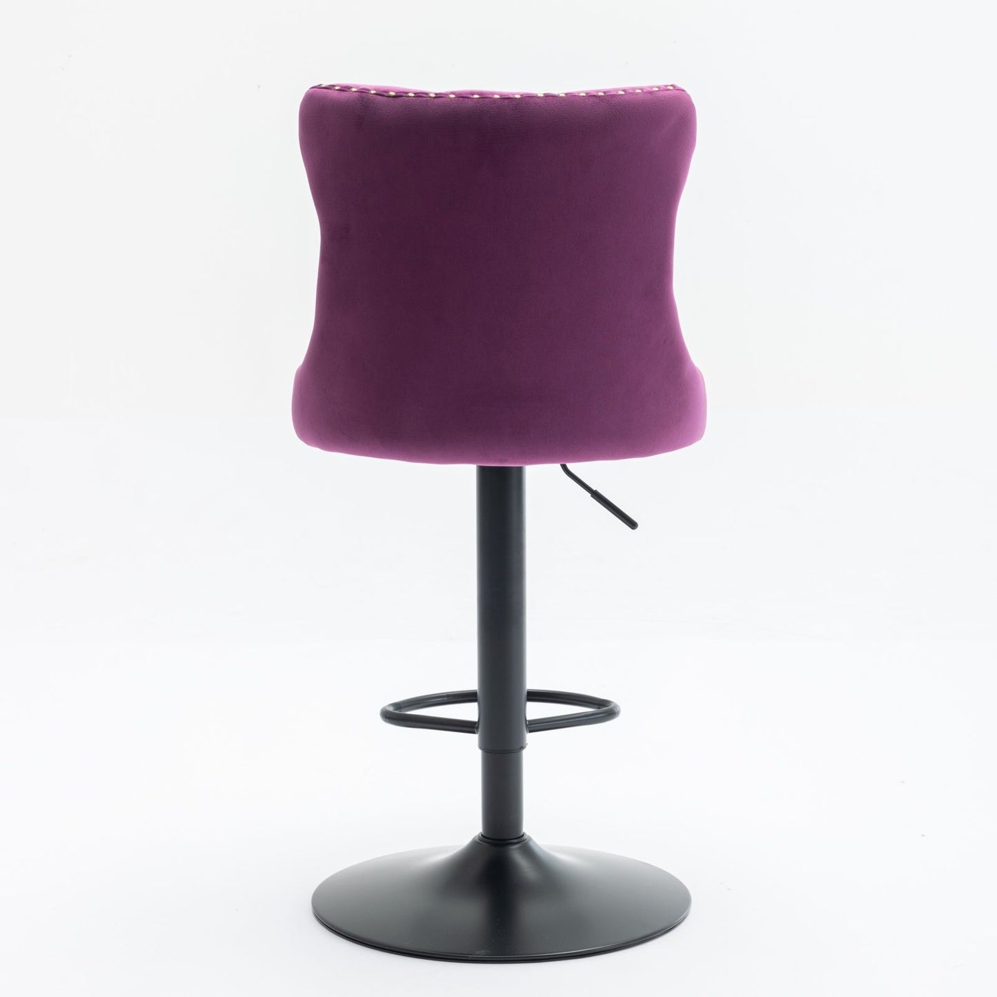 Swivel Velvet Barstools Adjusatble Seat Height , Modern Upholstered Bar Stools With Backs Comfortable Tufted For Home Pub And Kitchen Island (Set of 2) - Purple
