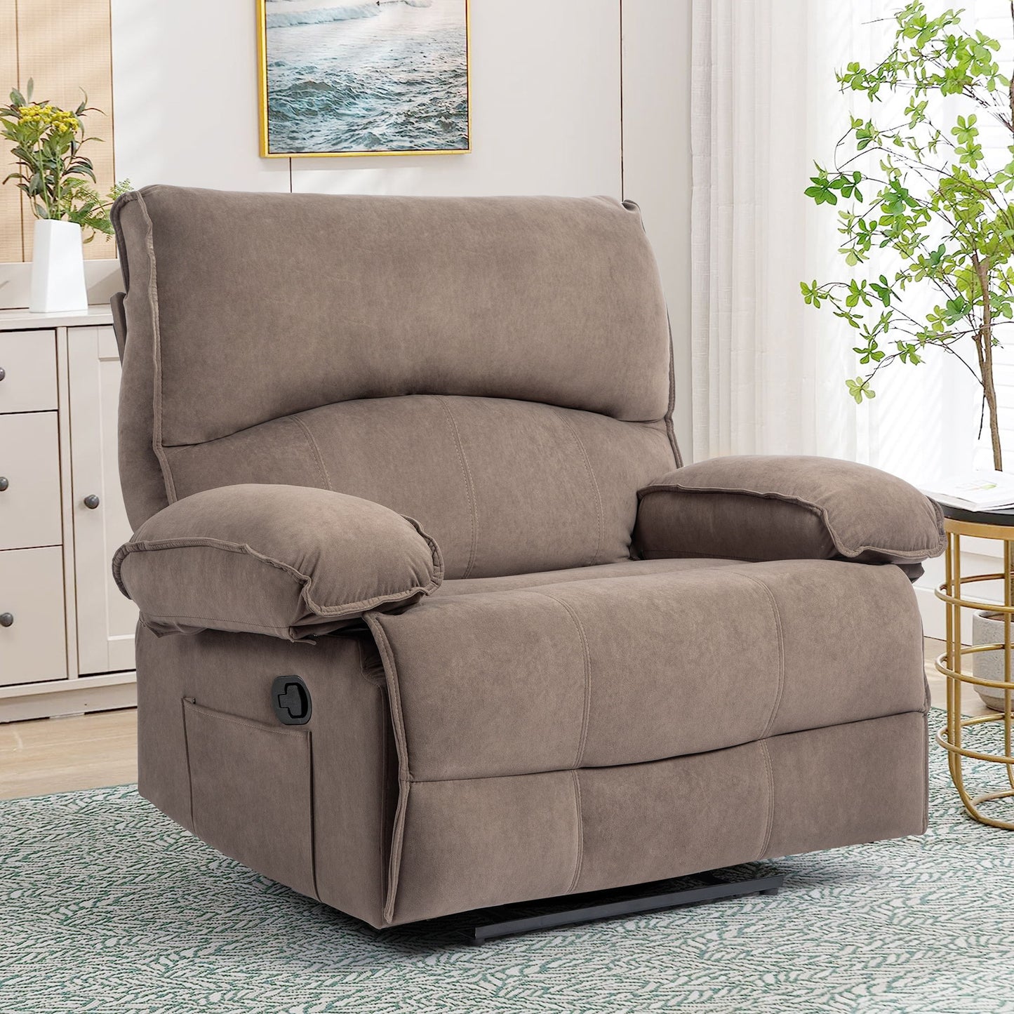 Oversized Manual Recliner Chair Sofa For Living Room - Brown