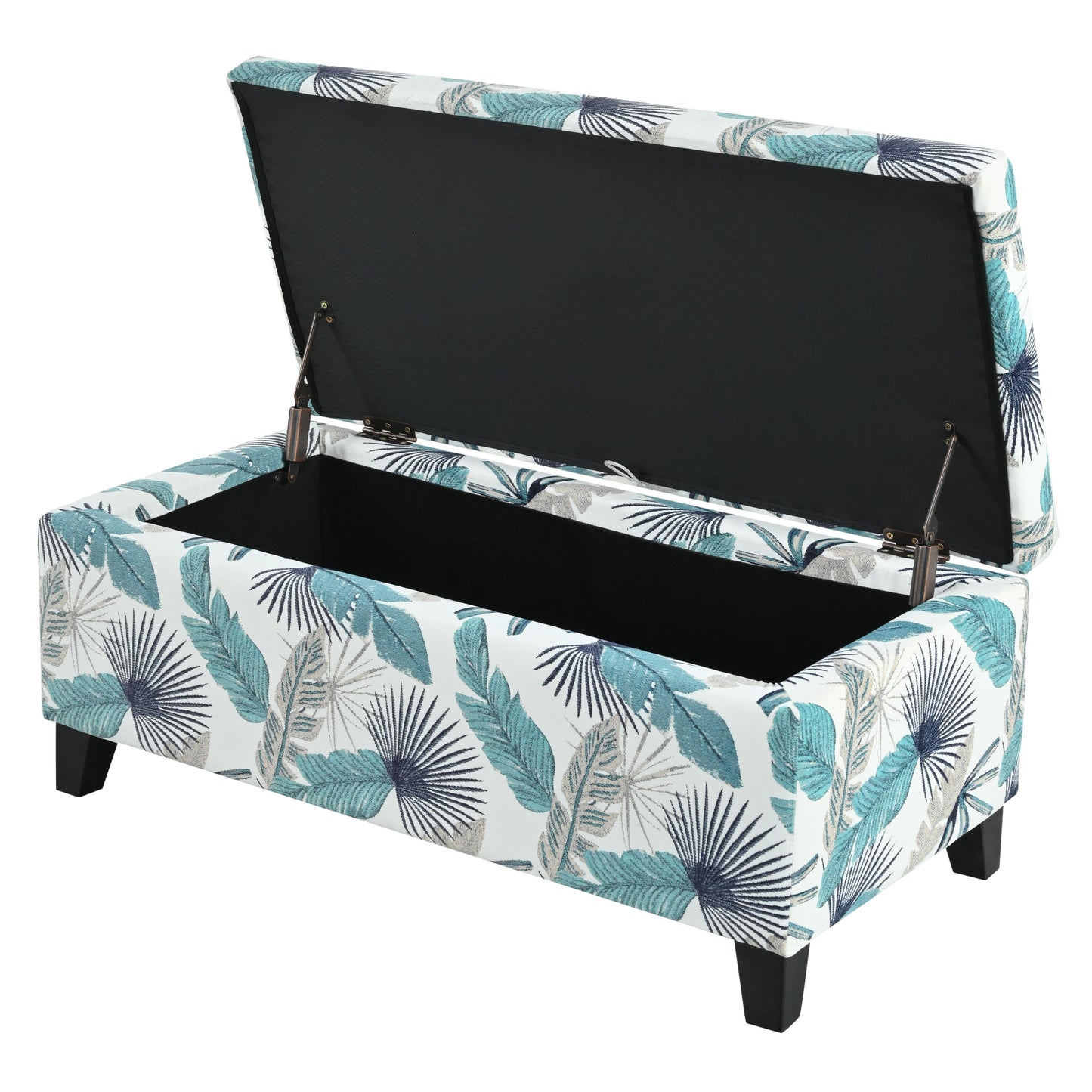 Charming Floral Storage Ottoman With Upholstered Fabric And Wood Frame - Flower