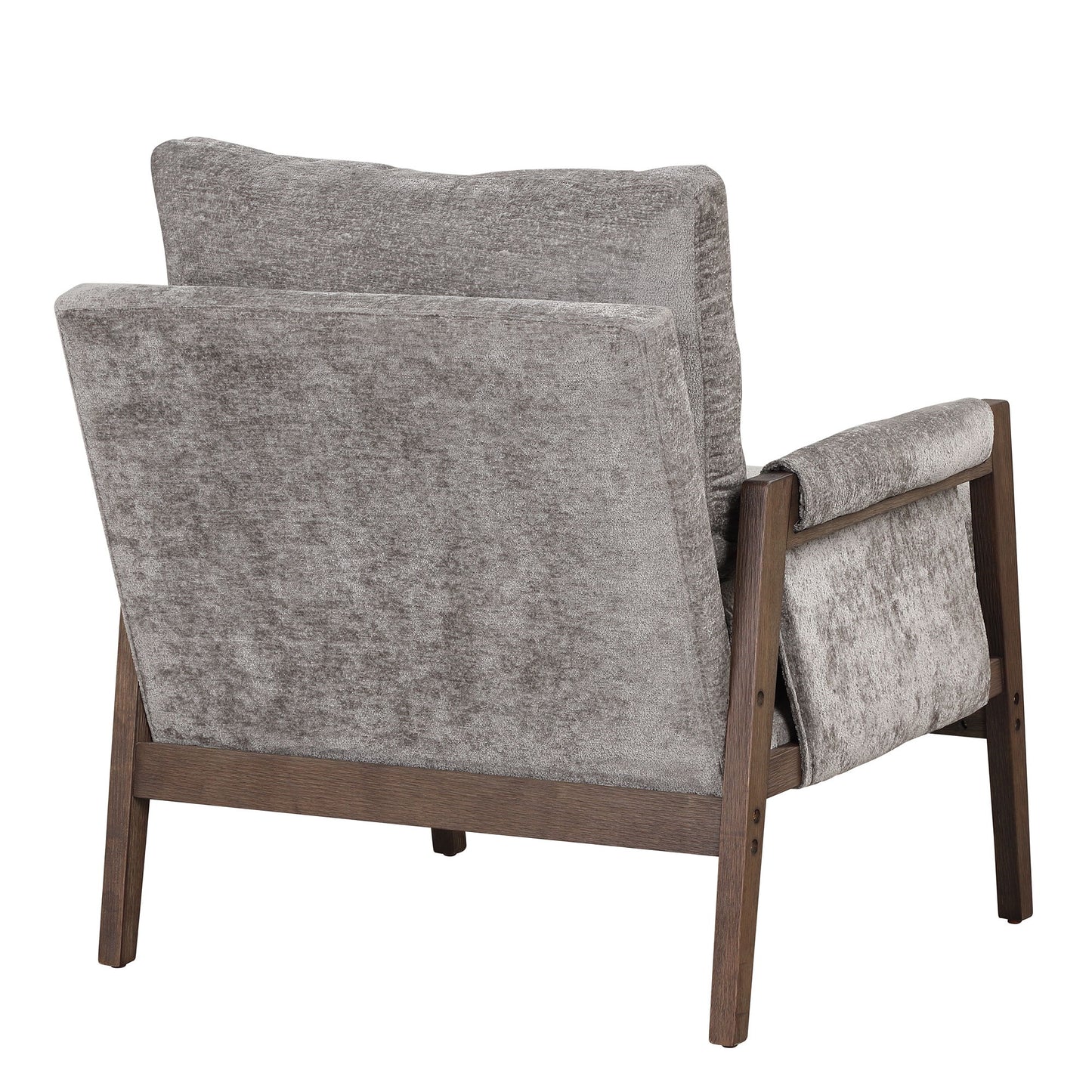 Mid-Century Modern Velvet Accent Chair, Leisure Chair With Solid Wood And Thick Seat Cushion For Living Room, Bedroom, Studio - Gray