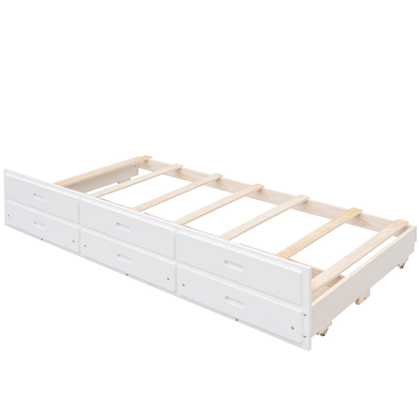 Twin Over Full Bunk Bed With Twin Size Trundle, With Drawers For Bedroom - White