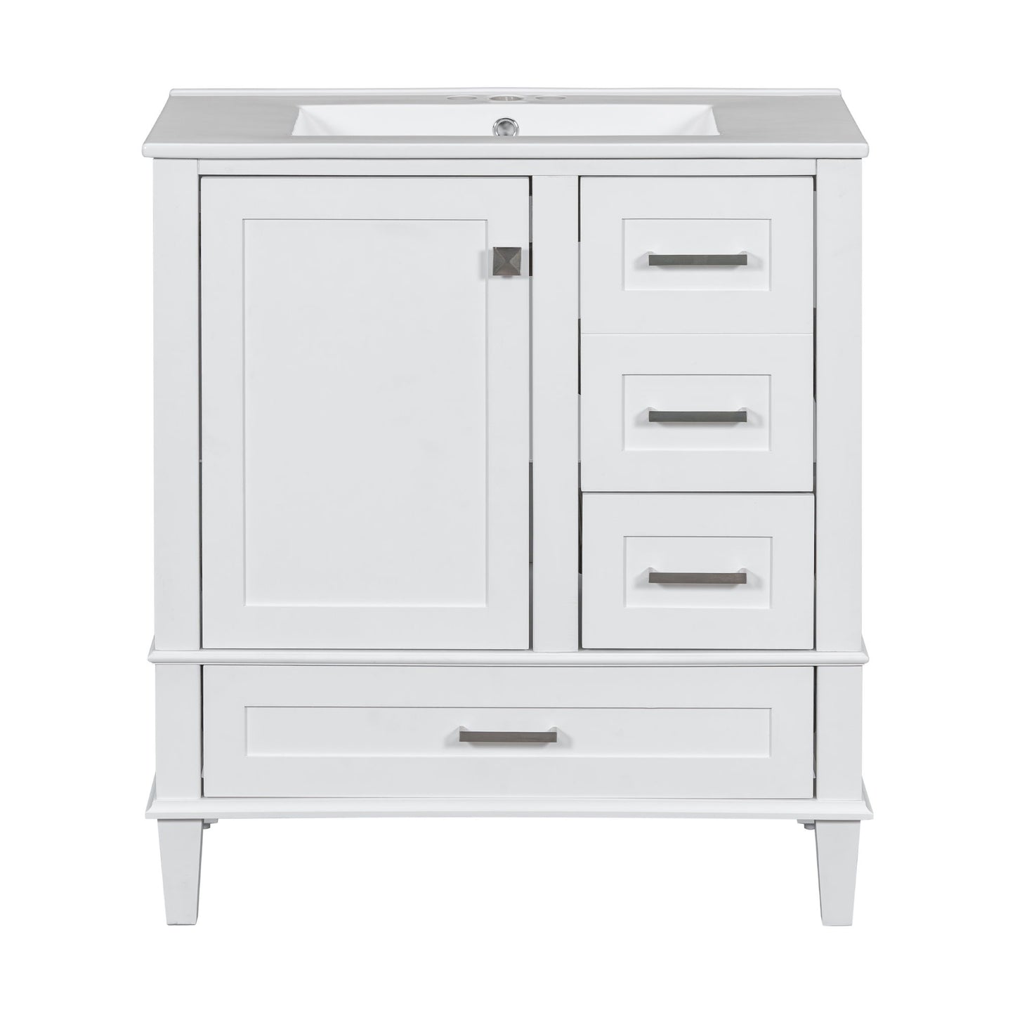 Bathroom Vanity, Modern Bathroom Cabinet With Sink Combo Set, Bathroom Storage Cabinet With A Soft Closing Door And 3 Drawers, Solid Wood Frame - White