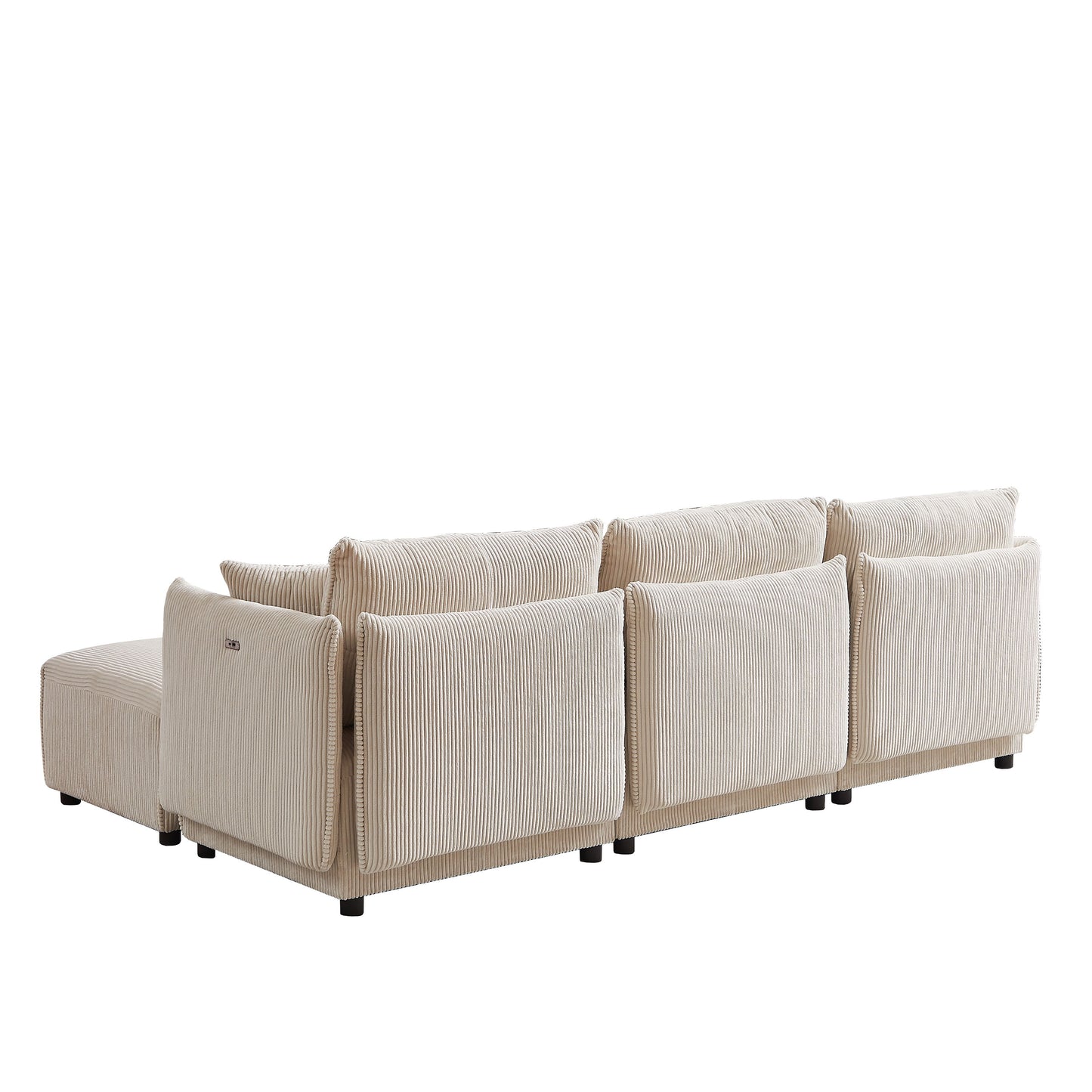Multi Module Combination Style Sofa For Living Room And Other Lounge Spaces, Modern Minimalist Corduroy Combination Sofa With 2 Comfort Cushions With USB & C Charging Ports, 2 Sets - Beige