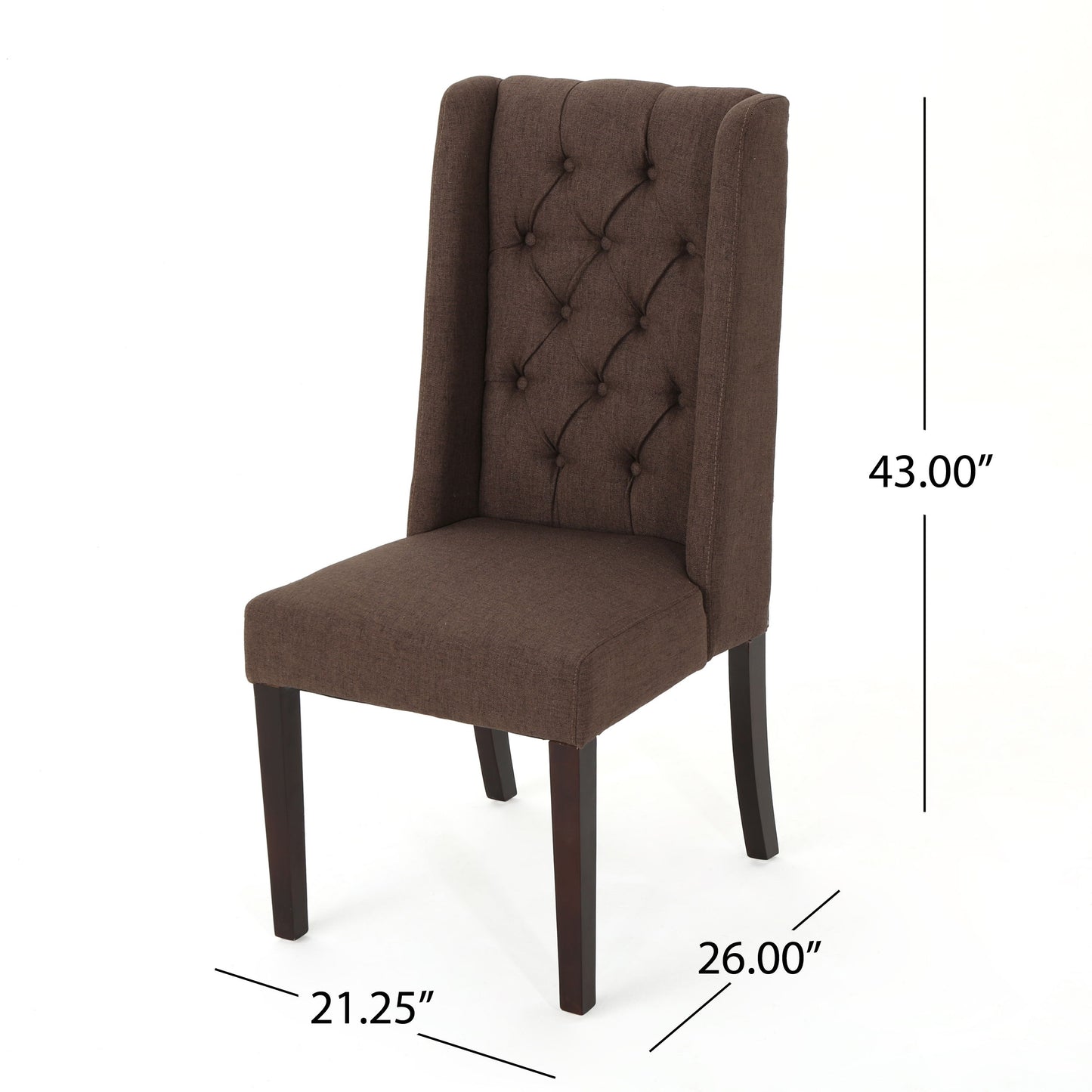 Elegant Tufted Dining Chair (Set of 2) With High Backrest - Dark Brown