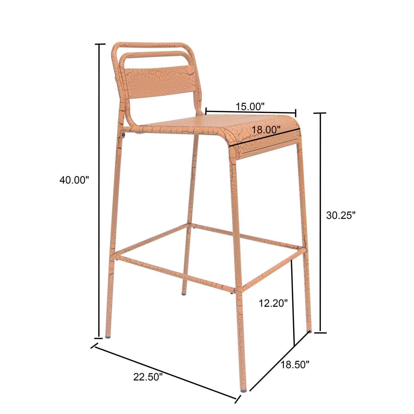 Carmella - Outdoor Barstool (Set of 6) - Orange