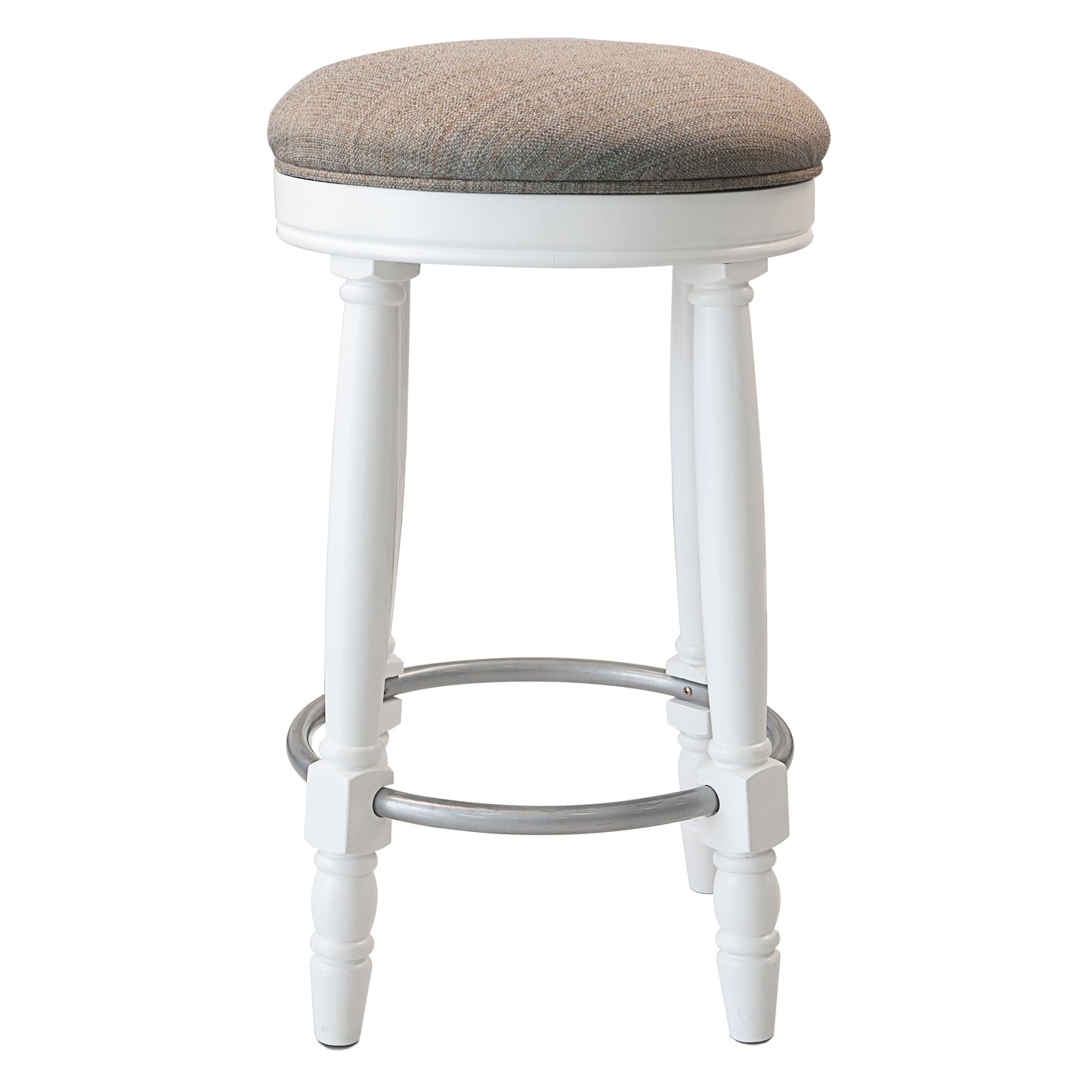 26" Counter Height Swivel Bar Stools (Set of 2) With Upholstered Seat - White