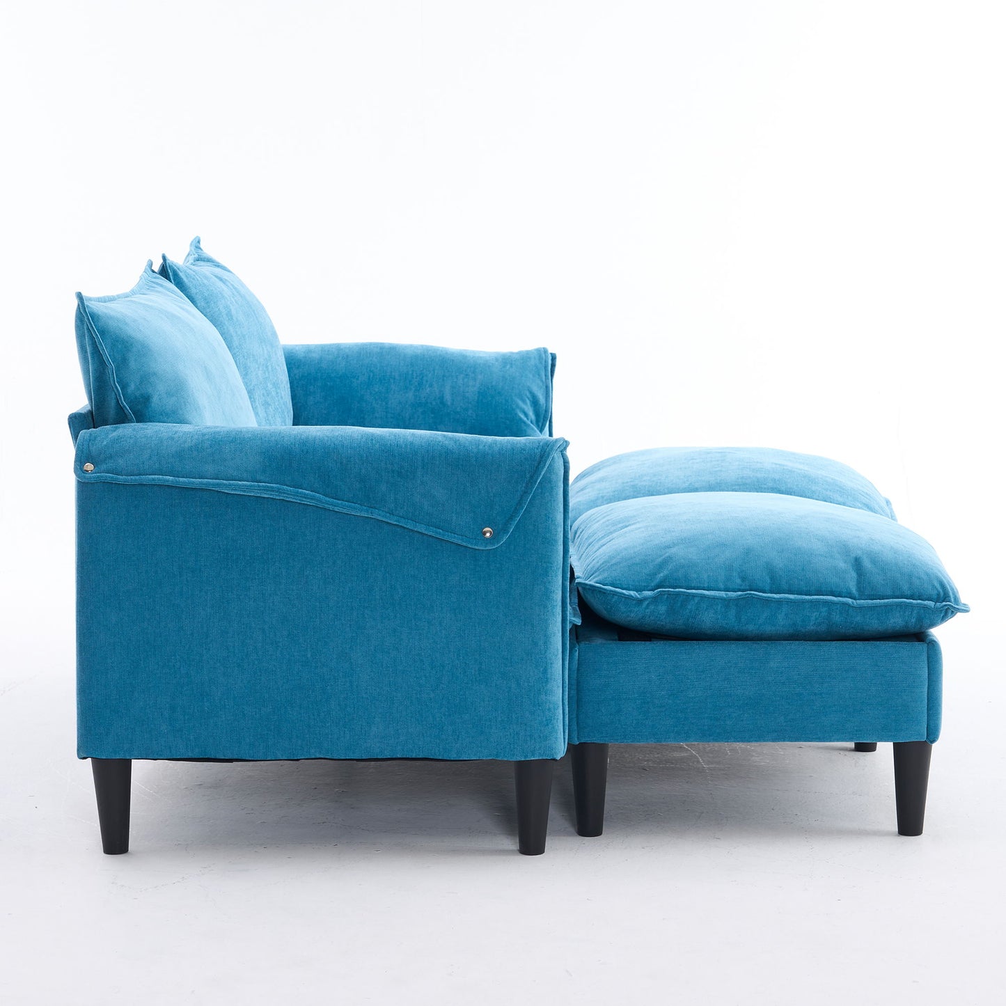 Convertible Combination Sofa, Sofa U Shaped, Sofa With Footstools With Storage Sofa For Living Room, Living Room 2 Seater Combination Sofa - Blue