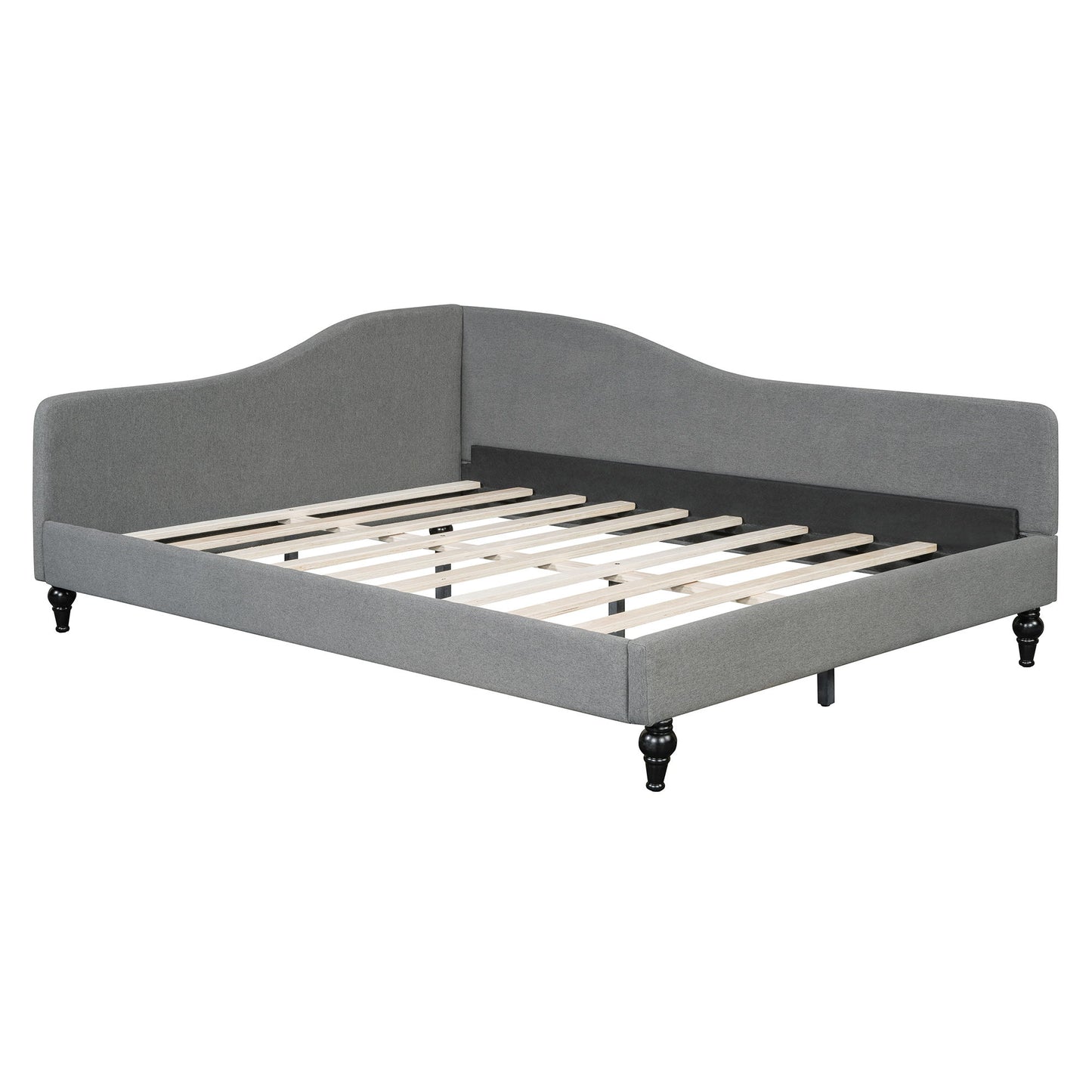 Full Size Modern L Shaped Linen Daybed With Legs - Gray