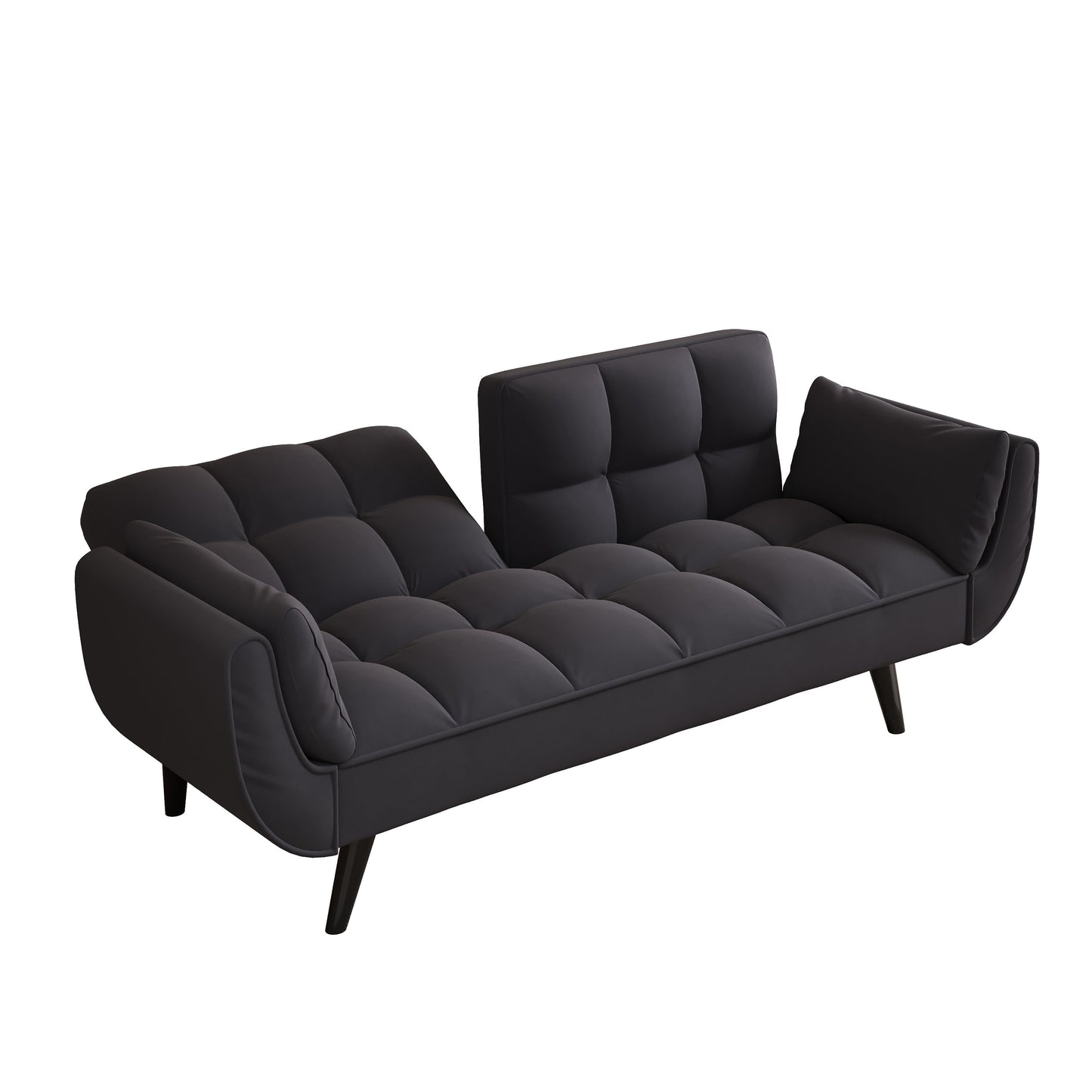 Sofa Soft Two Armrests Throw Pillow Pillow Comfortable Fit Apartment Bedroom Small Space - Black