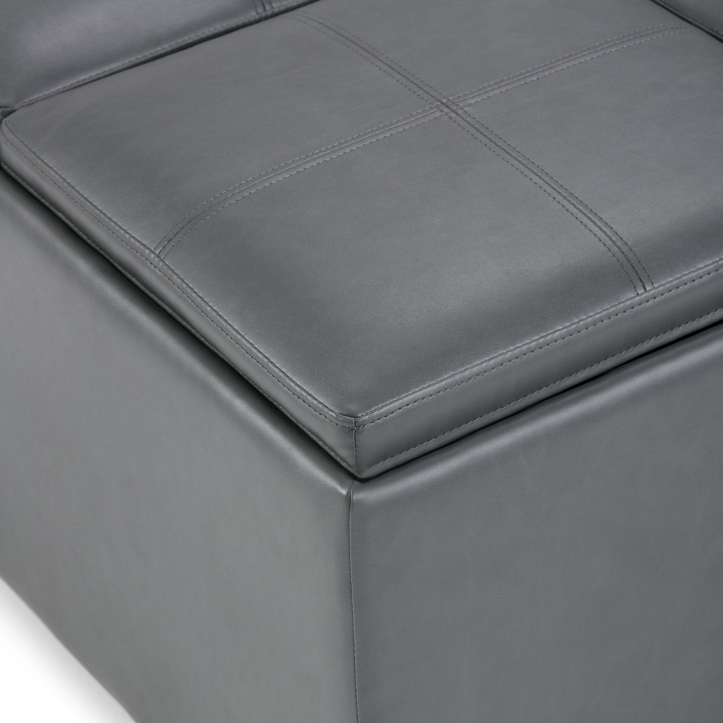 Avalon - Square Coffee Table Storage Ottoman - Stone Gray