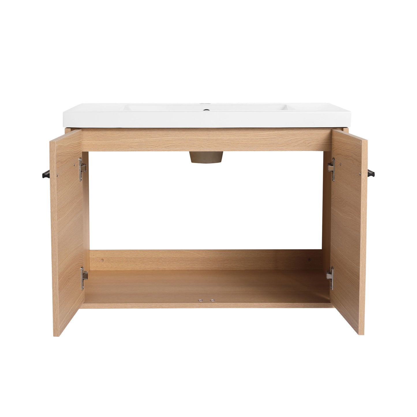 Bathroom Vanity With Resin Countertop Sink, 30" 2 Doors Cabinet Set - Oak