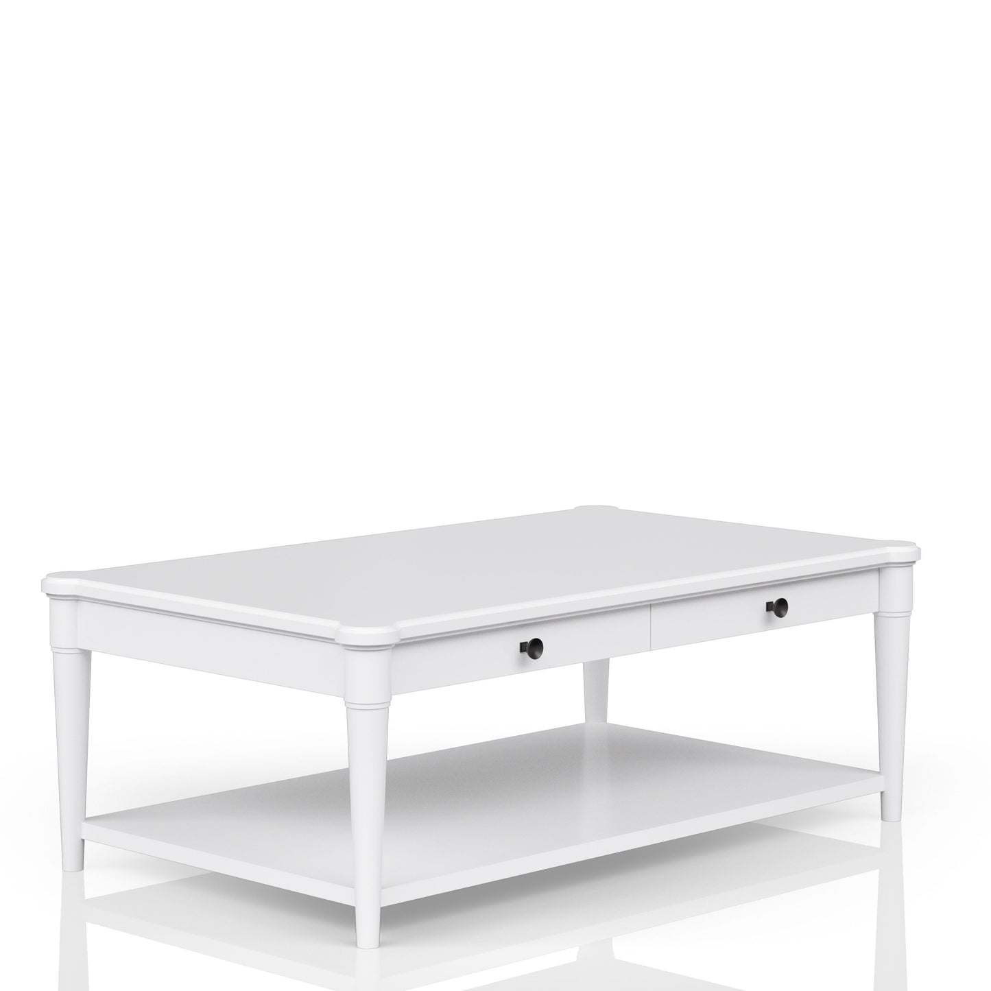 Cocktail Table With Two Storage Drawers And Casters - White