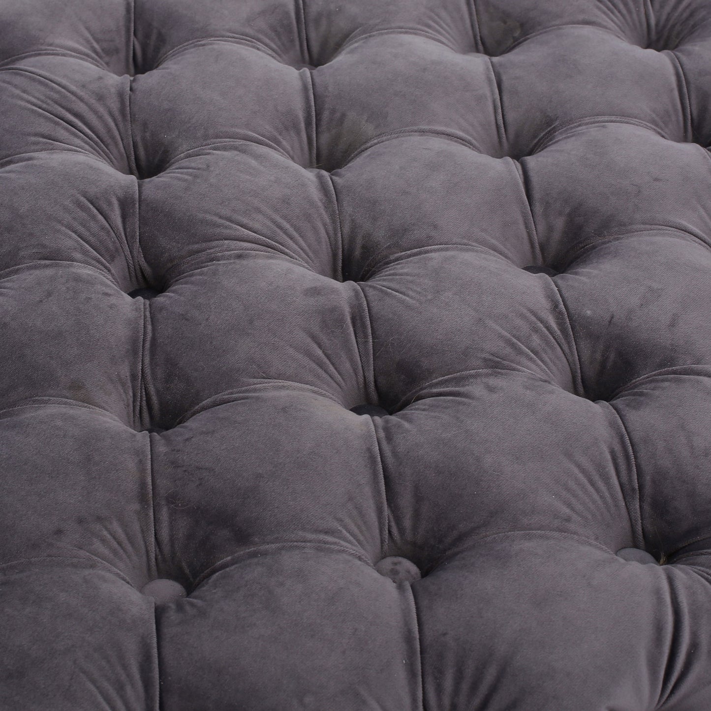 Modern Glam Velvet Ottoman With Button Tufted Diamond Stitch Design - Gray