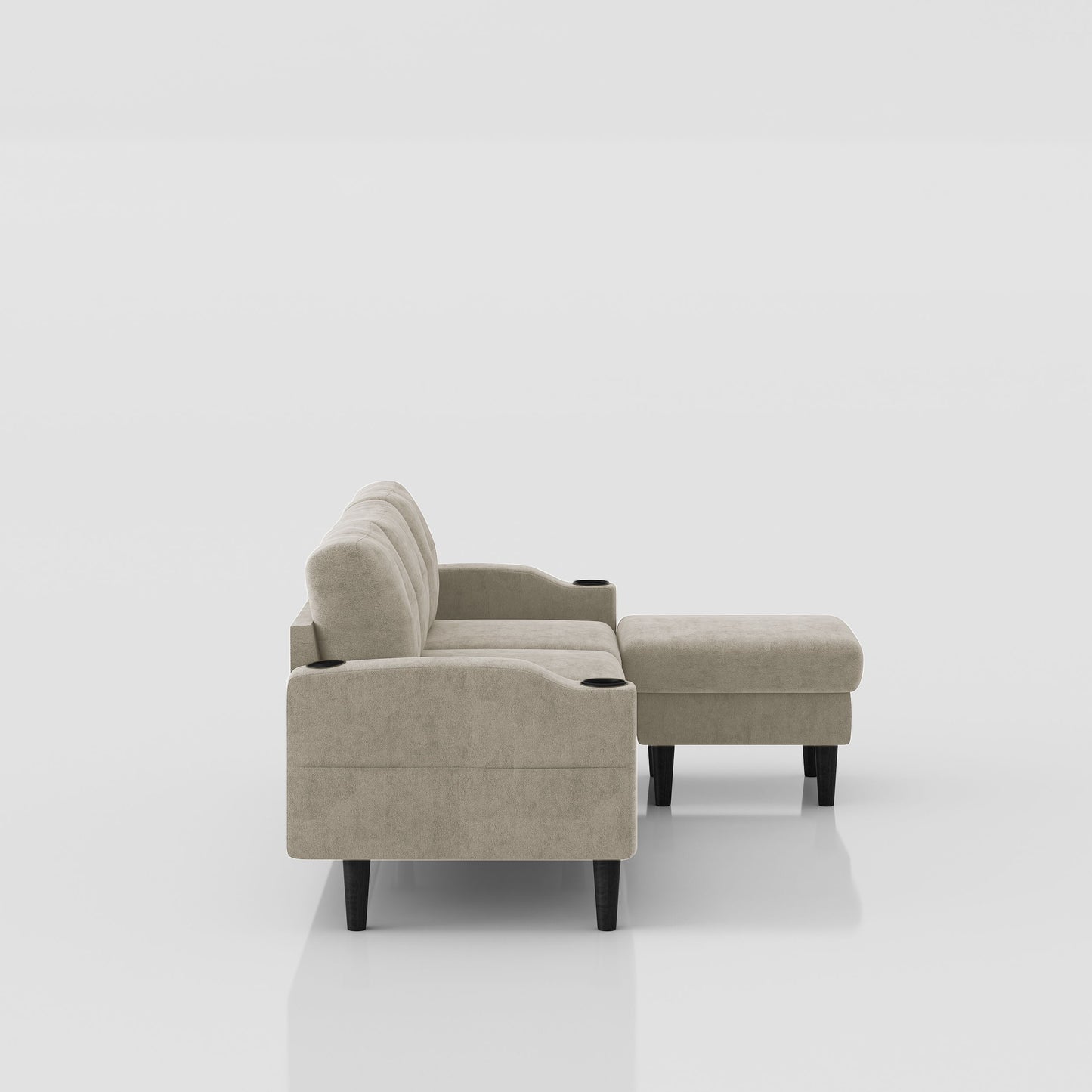 Convertible Combination Sofa, Sofa L Shaped, Sofa With Footstools With Storage Sofa For Living Room, Living Room 3 Seater Combination Sofa - Beige