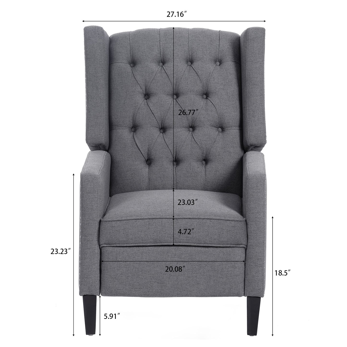 Manual Wing Chair Recliner - Gray