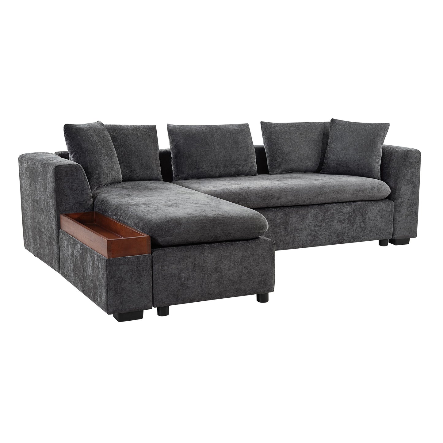 Modern L Shaped Sectional Sofa With Storage Chenille, Upholstered Couch - Gray