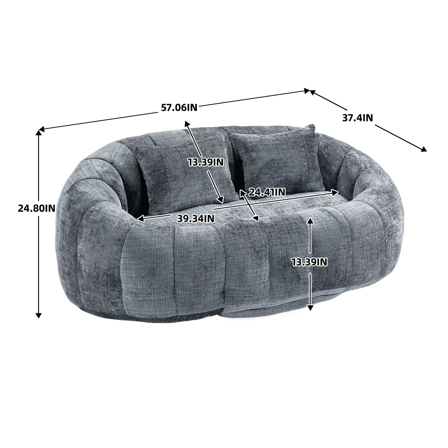 Contemporary Bean Bag Sofa Lazy Sofa Durable Comfort Lounger For Indoor & Outdoor Use - Gray