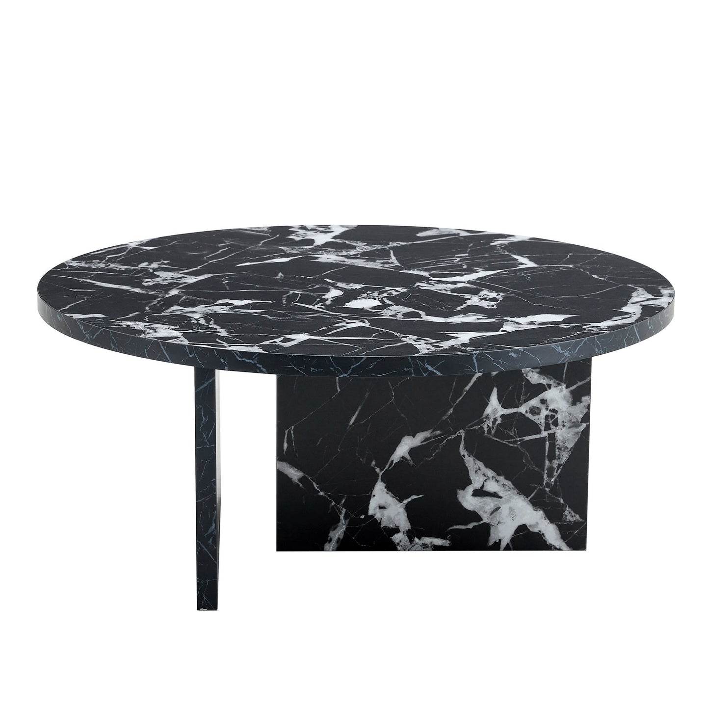 Versatile Round Coffee Table For Various Interior Styles, Exhibiting Modern Minimalism And Nordic Charm - Black / Black White
