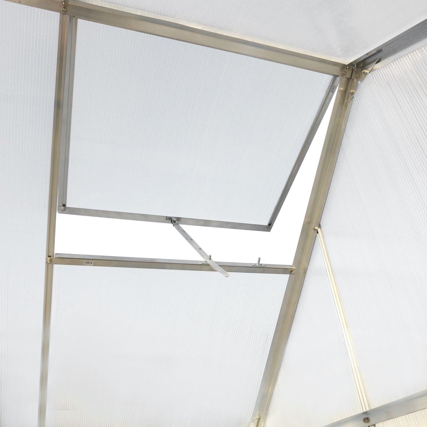 Polycarbonate Greenhouse, Heavy Duty Outdoor Aluminum Walk-In Green House Kit With Rain Gutter, Vent And Door For Backyard Garden - Aluminium