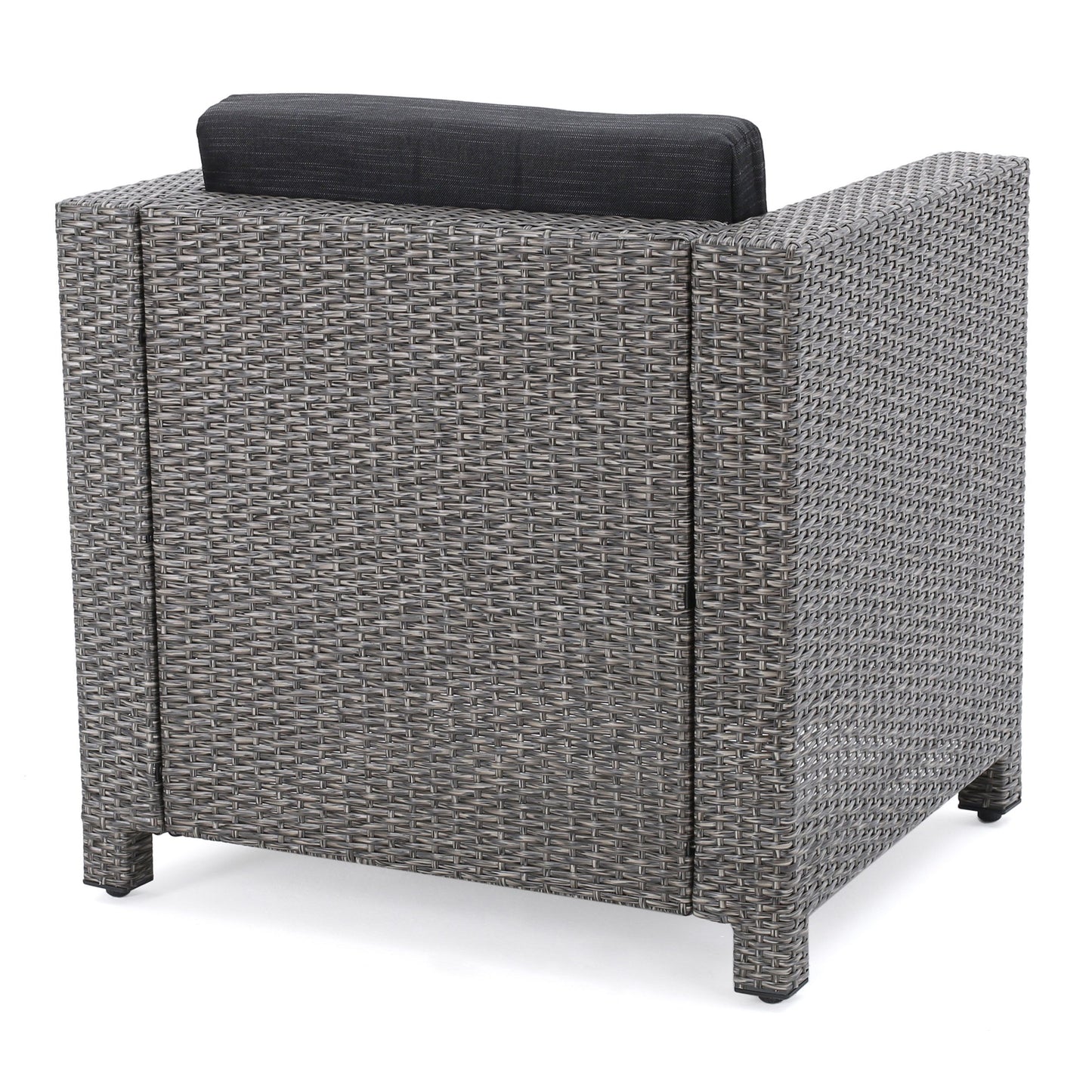 Outdoor Club Chair With Water Resistant Cushion And Square Arms (Set of 4) - Black
