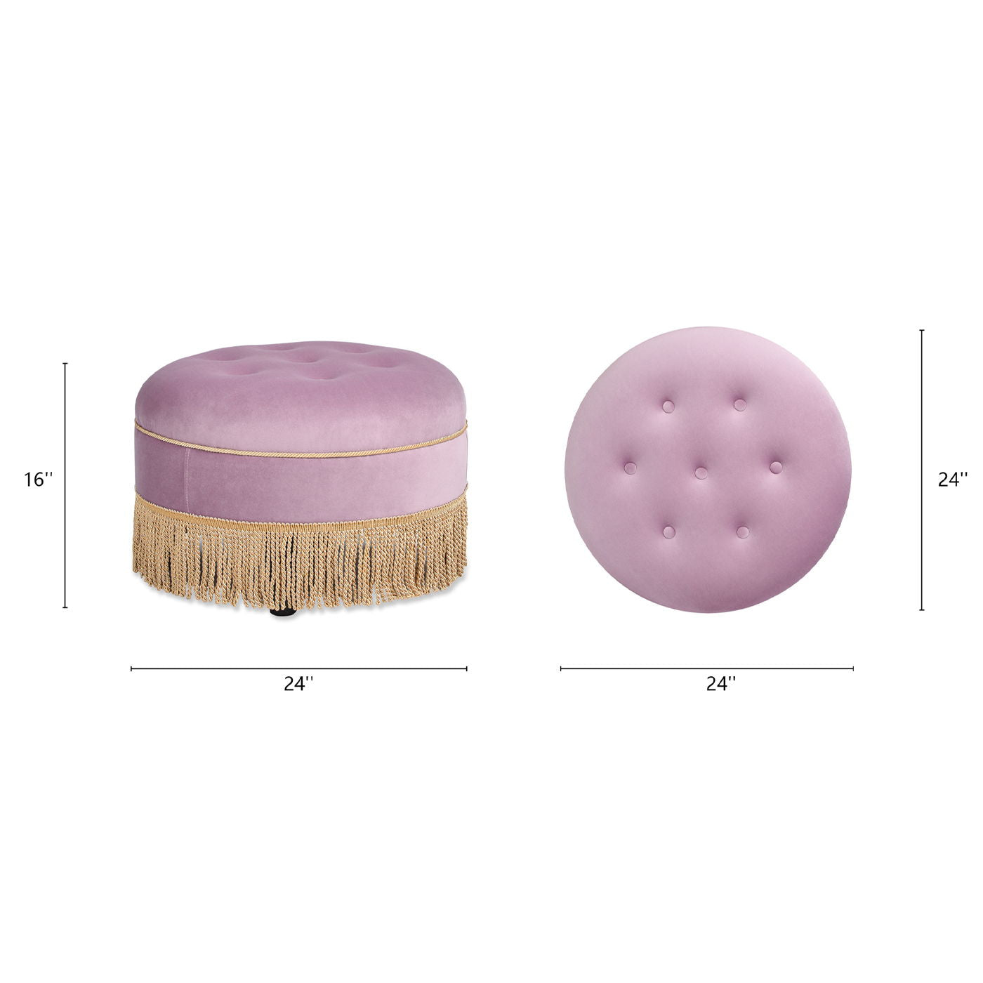 Yolanda - Round Upholstered Accent Ottoman - Lavender