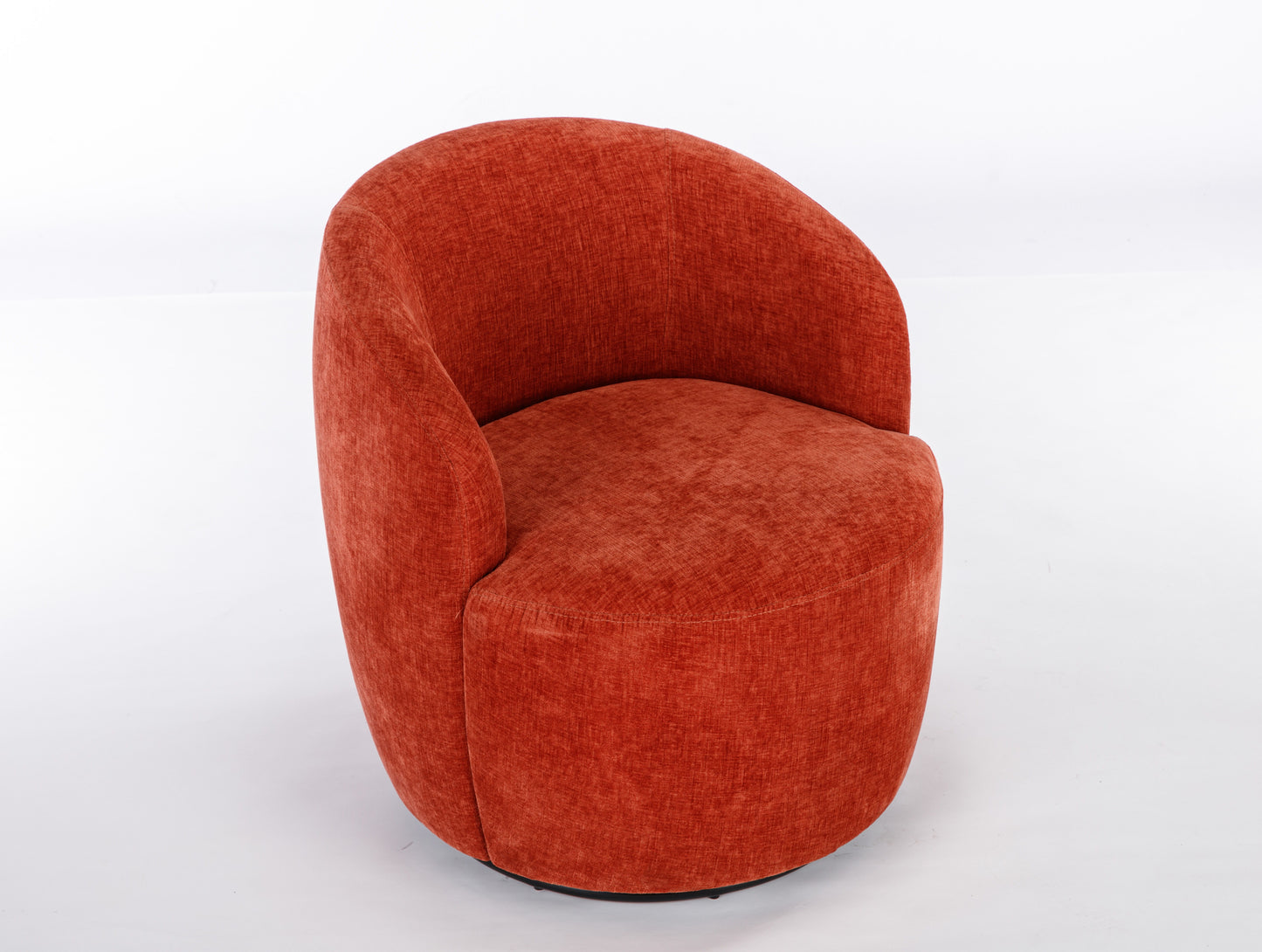 Chenille Fabric Swivel Accent Armchair Barrel Chair With Black Powder Coating Metal Ring - Orange