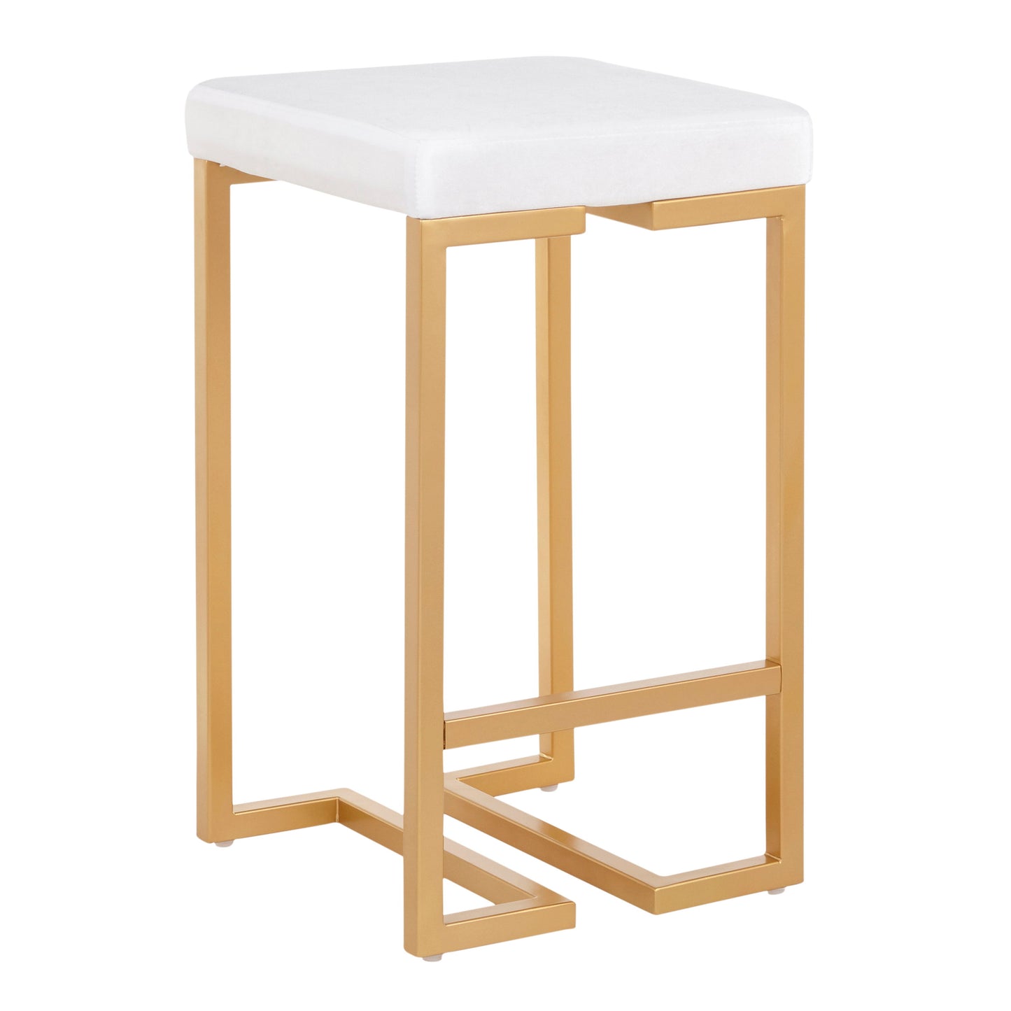 Midas - Contemporary / Glam Counter Stool (Set of 2) - Gold / White