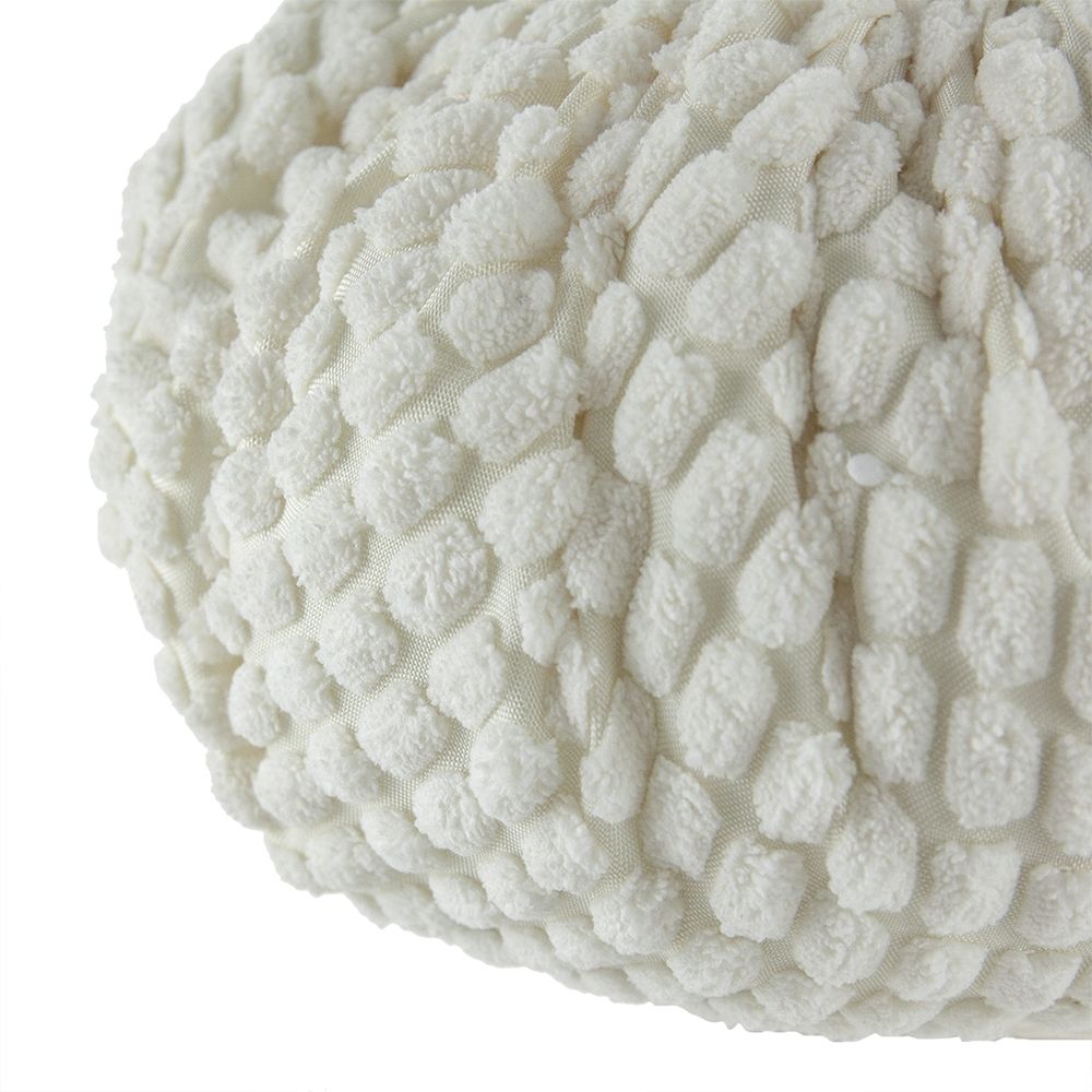 Chenille Weighted Pumpkin Ornament Decor For Holiday Harvest Festival Fall Festival & Thanksgiving (Set of 2) - White