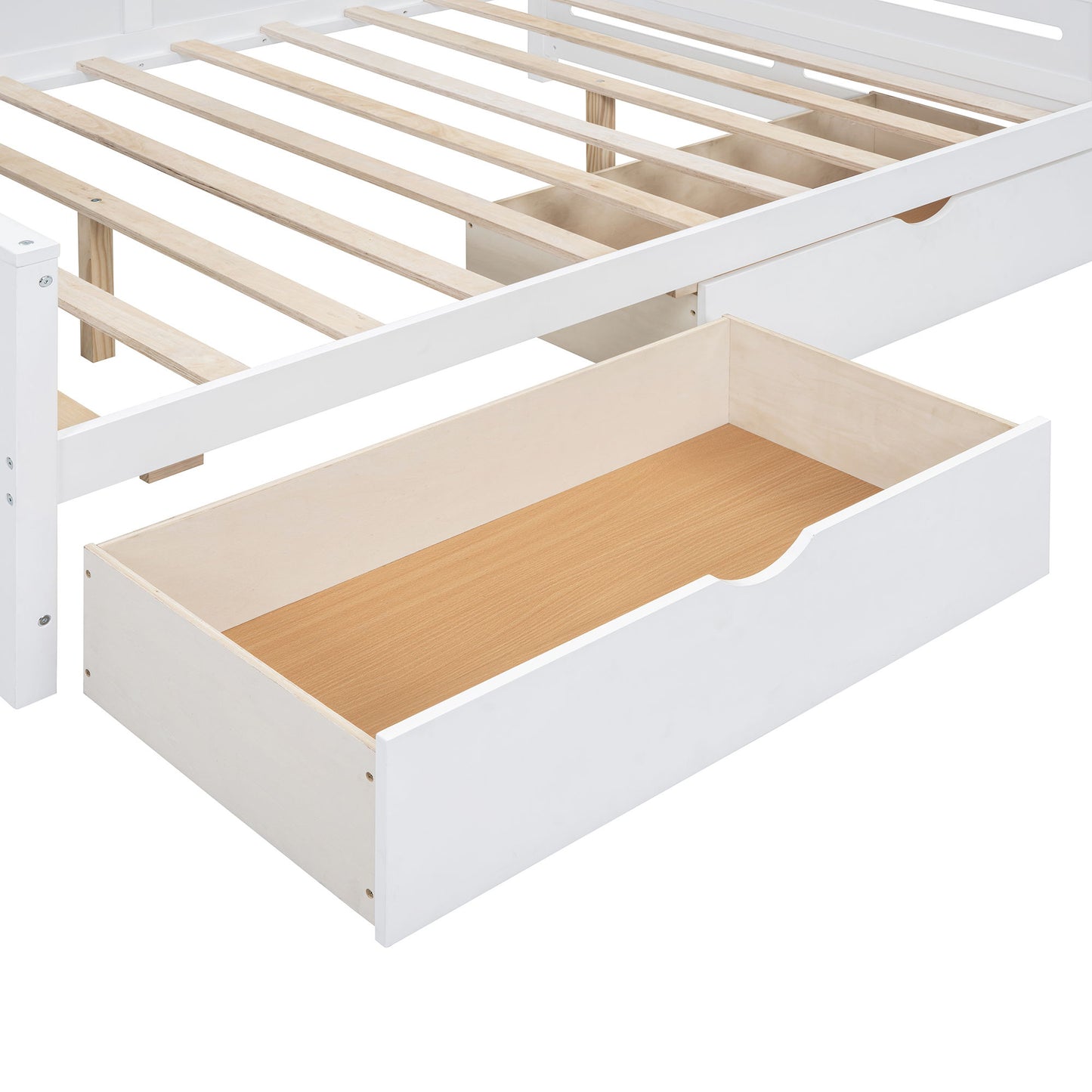 Full Size Daybed With 2 Drawers And All In One Cabinet And Shelf - White
