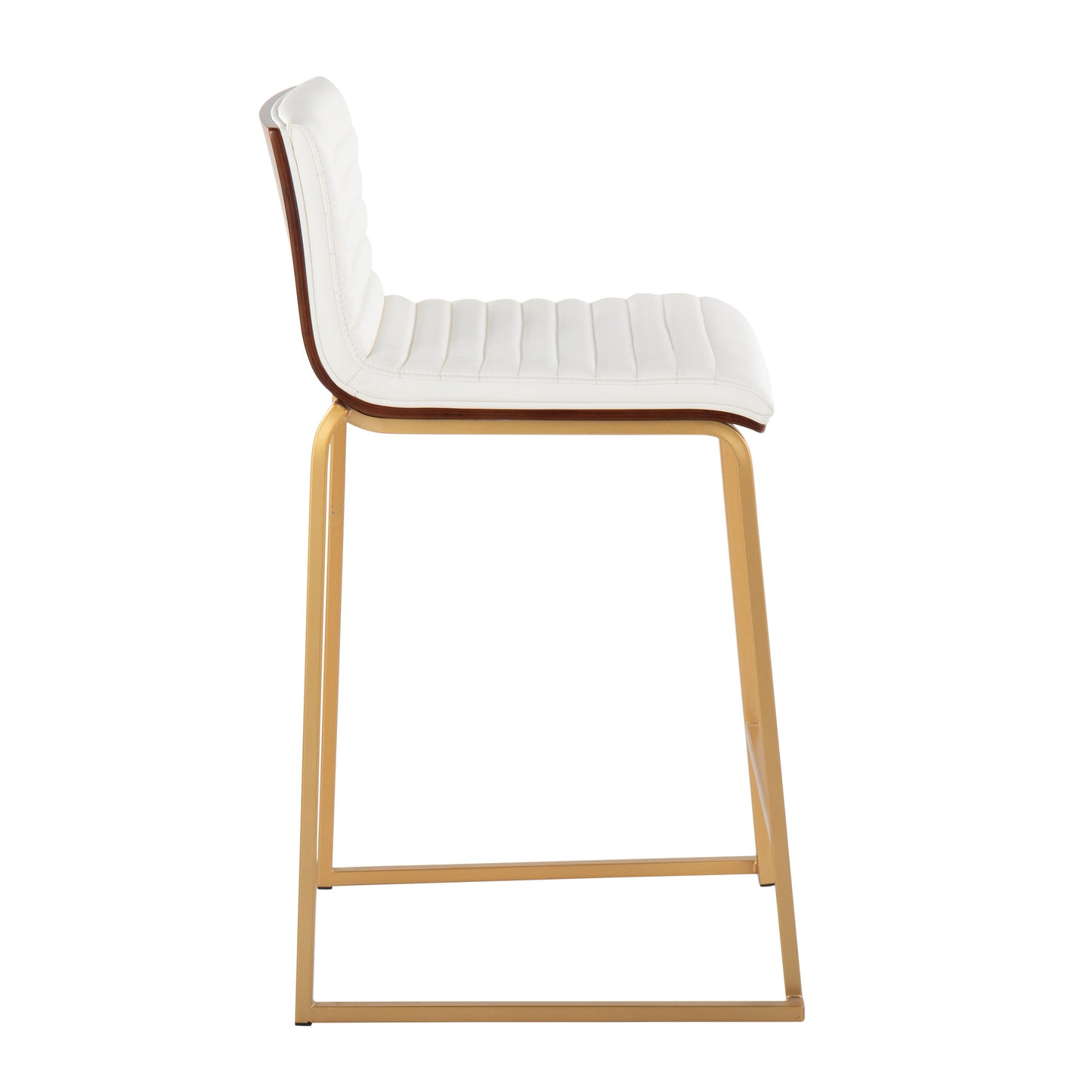 Mason Mara - Contemporary Fixed Height Counter Stool (Set of 2) - Gold / Walnut / White