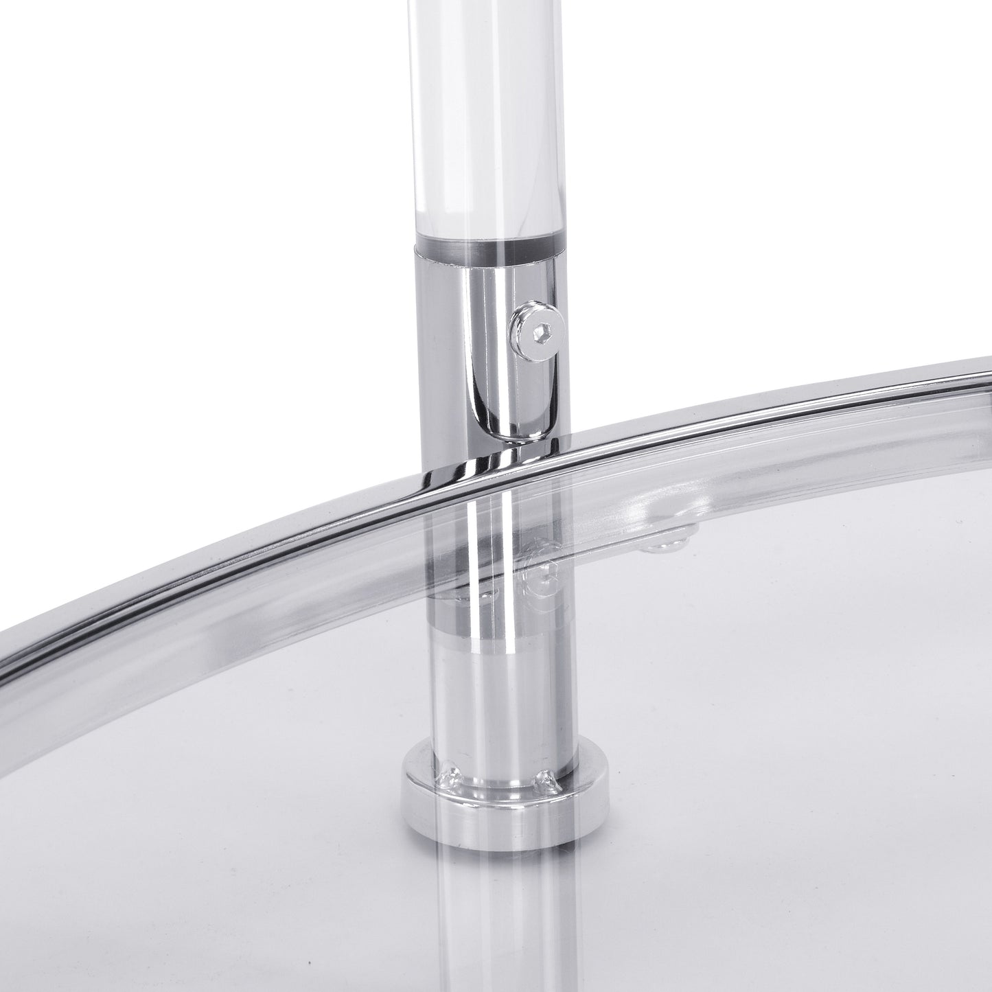 Contemporary Acrylic, Coffee Table, Round Tempered Glass Coffee Table - Chrome / Silver