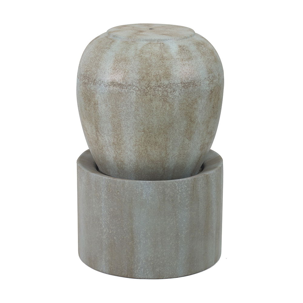 Heavy Outdoor Cement Fountain Antique, Cute Unique Urn Design Water Feature For Home Garden, Lawn Deck & Patio - Antique Blue