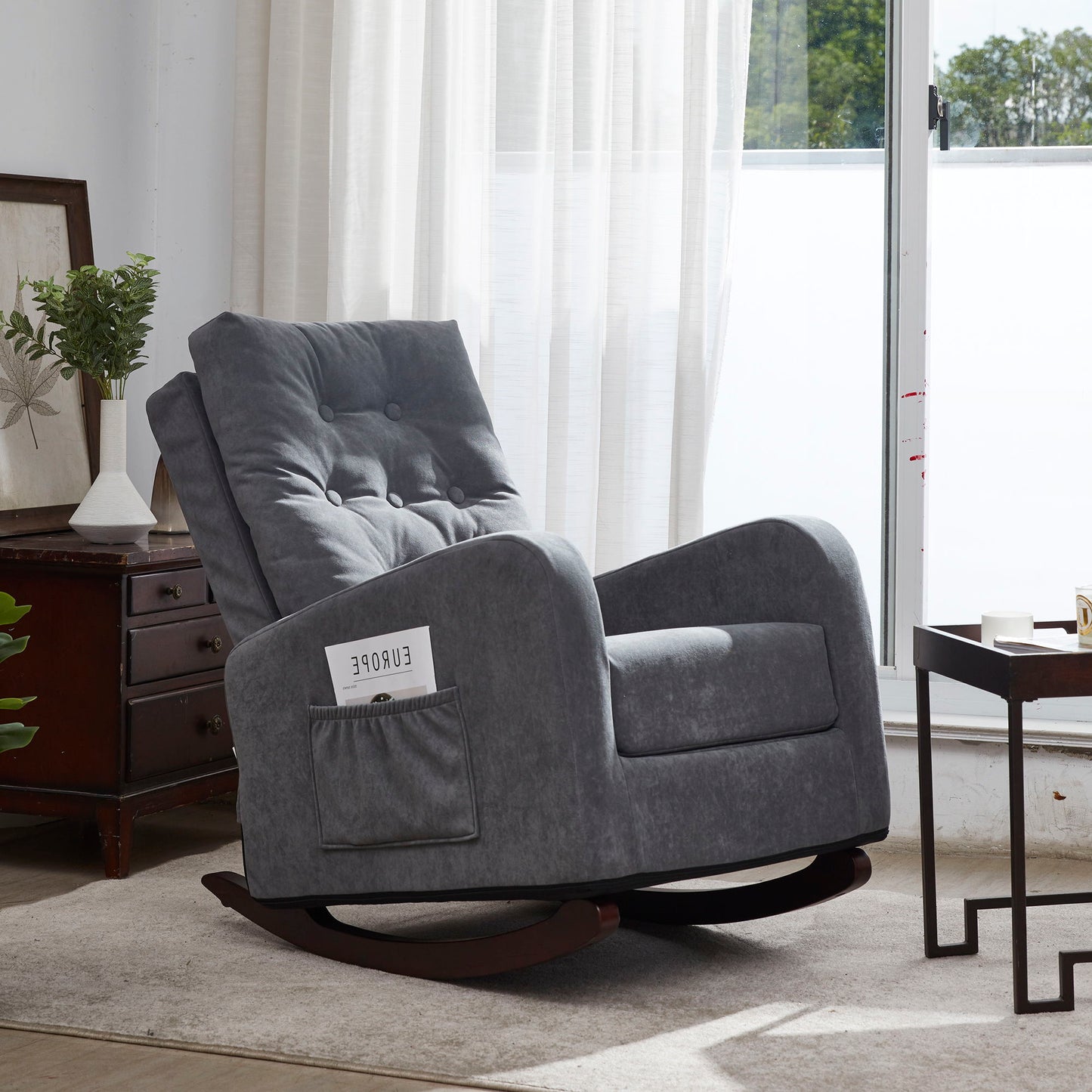 Single Sofa Reclining Japanese Chair Lazy Sofa Tatami Balcony Adjustable Chair - Antique Gray