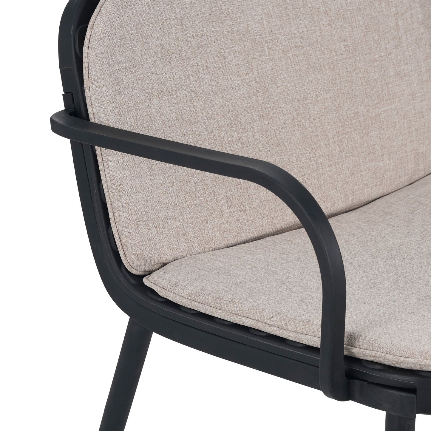 Luna - Outdoor Patio Loveseat With Frame And Cushions Weather Resistant Pp Material - Beige / Black