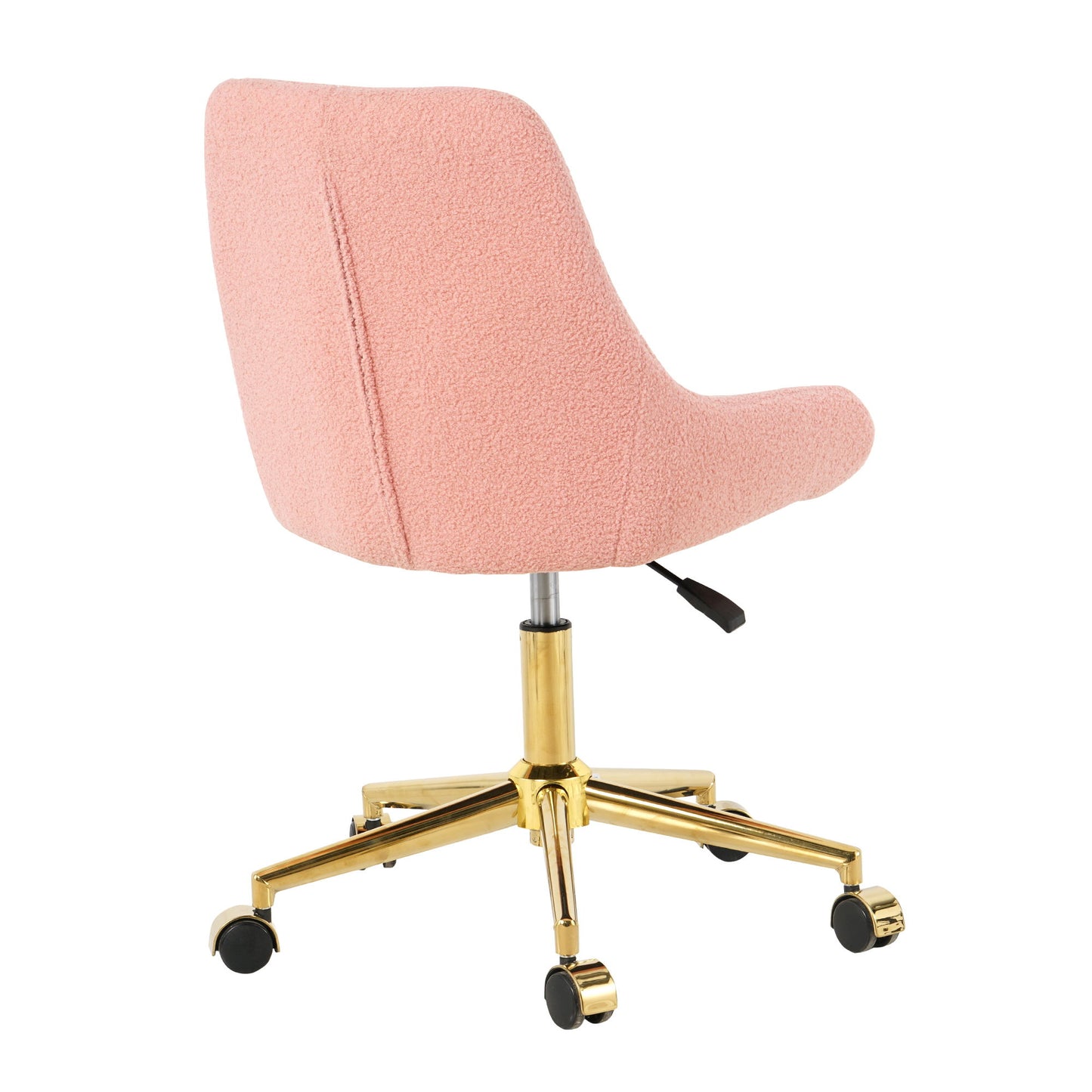Modern Teddy Fleece Fabric Living Room Furniture Dining Chair With Gold Legs, Soft And Comfortable, Adjustable, Space Saving - Pink