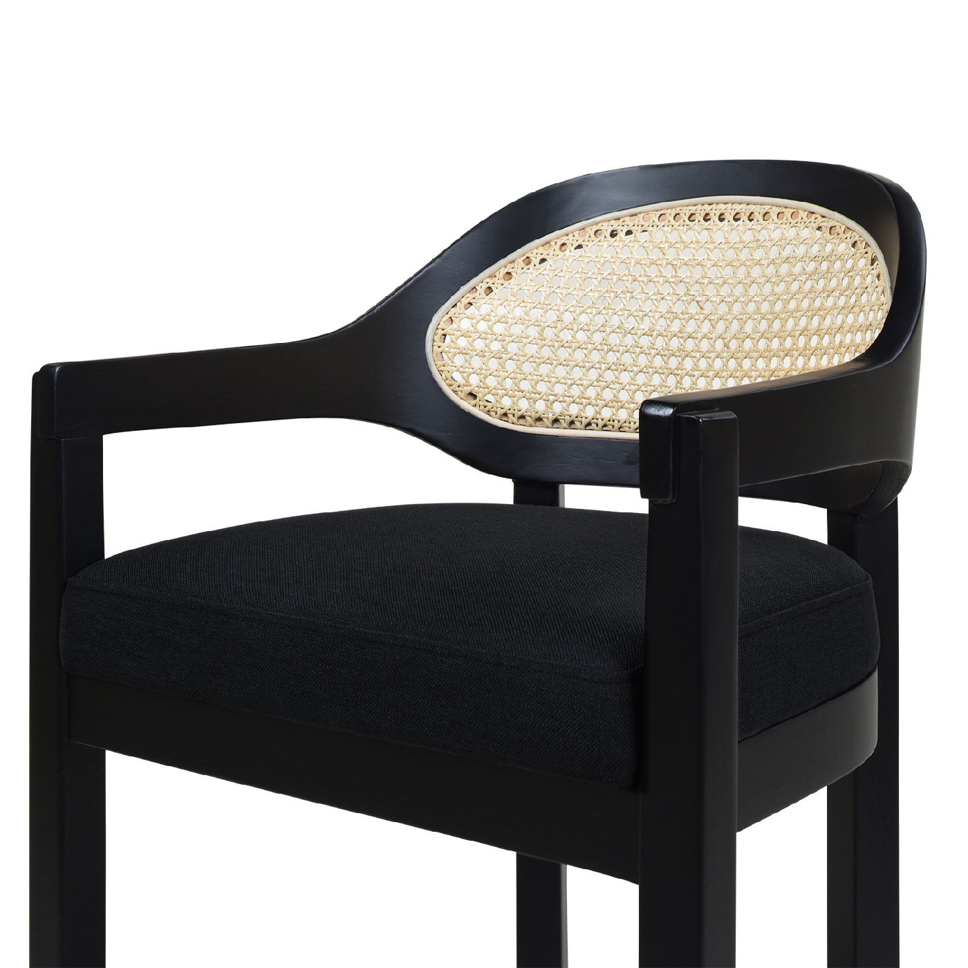 Americana - Mid-Century Modern Cane Back Counter Stool - Jet Black