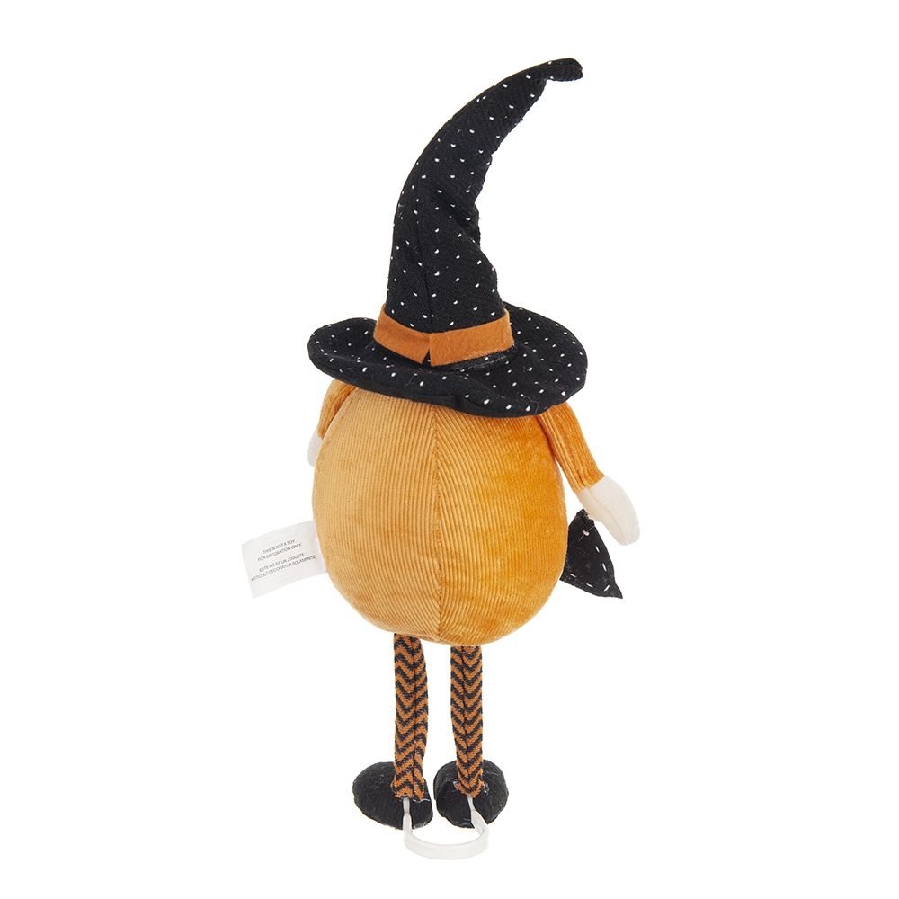 Standing Gnome With Gnome & Holding Banner, For Halloween Decor - Black / Orange / White