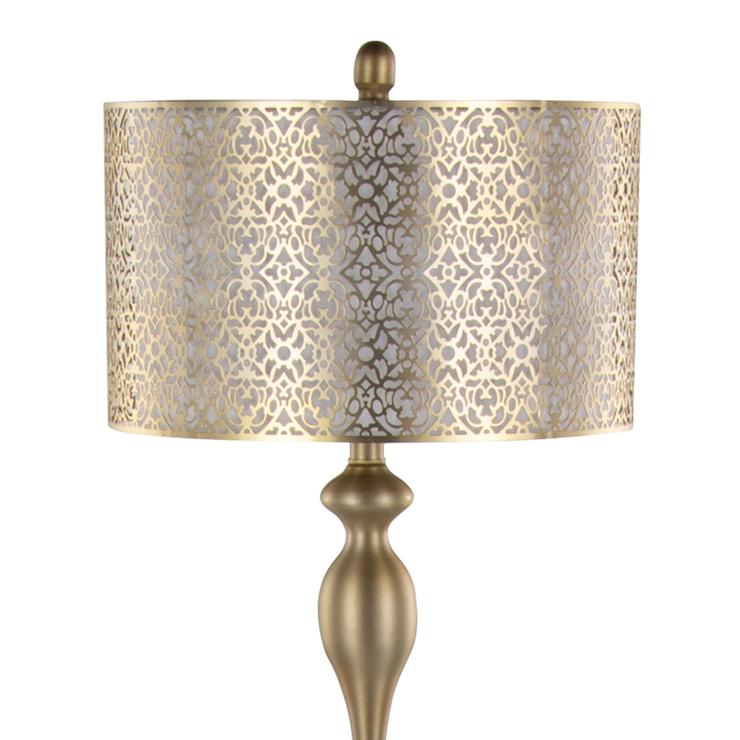 Ashland - Contemporary Floor Lamp With Laser Cut - Gold / Off White
